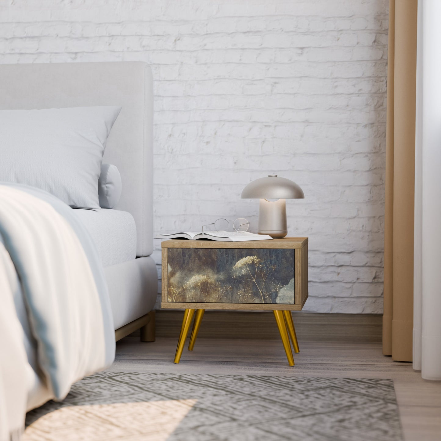 Comodino GENTLE POWER in effetto rovere