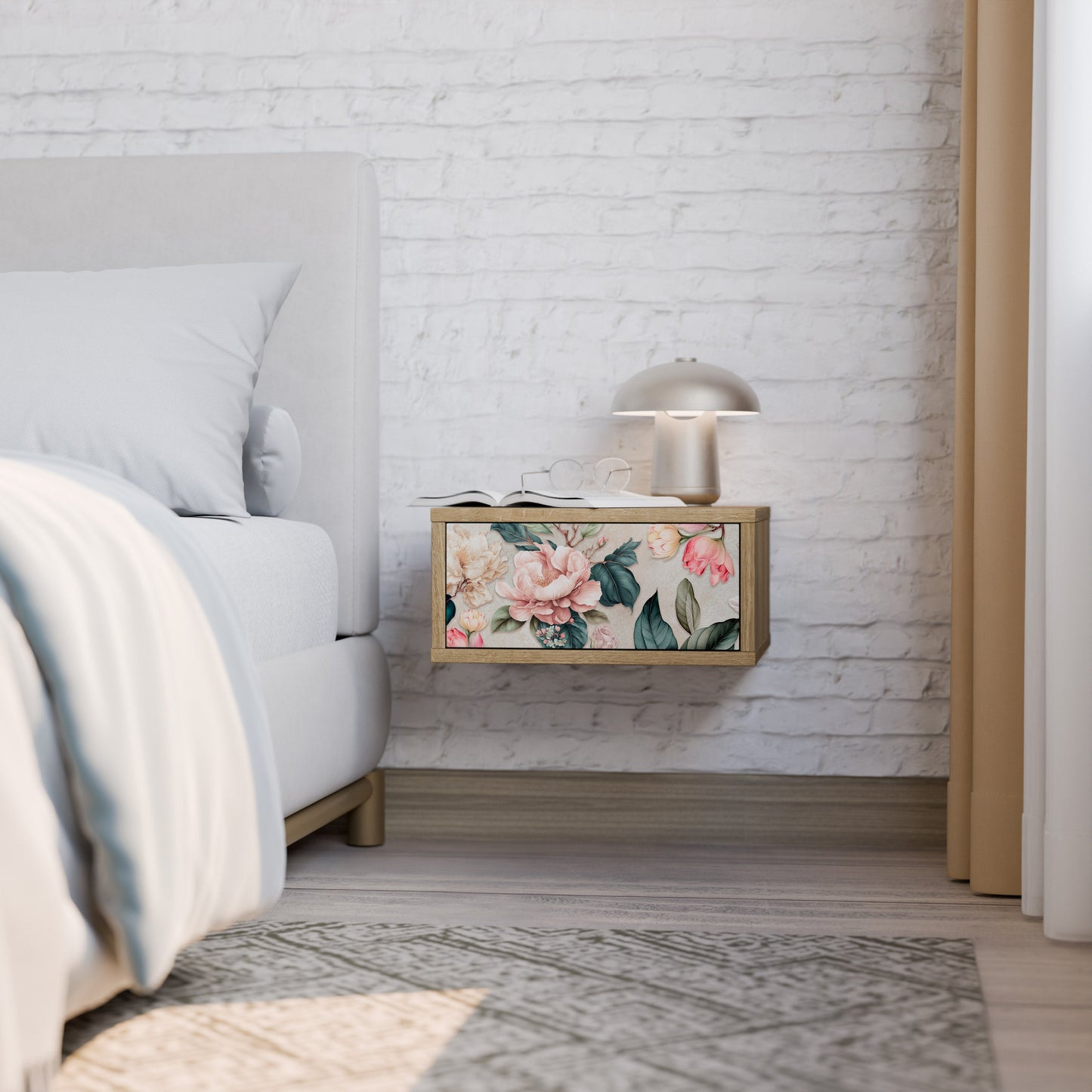 Comodino FLORAL GRACE in effetto rovere