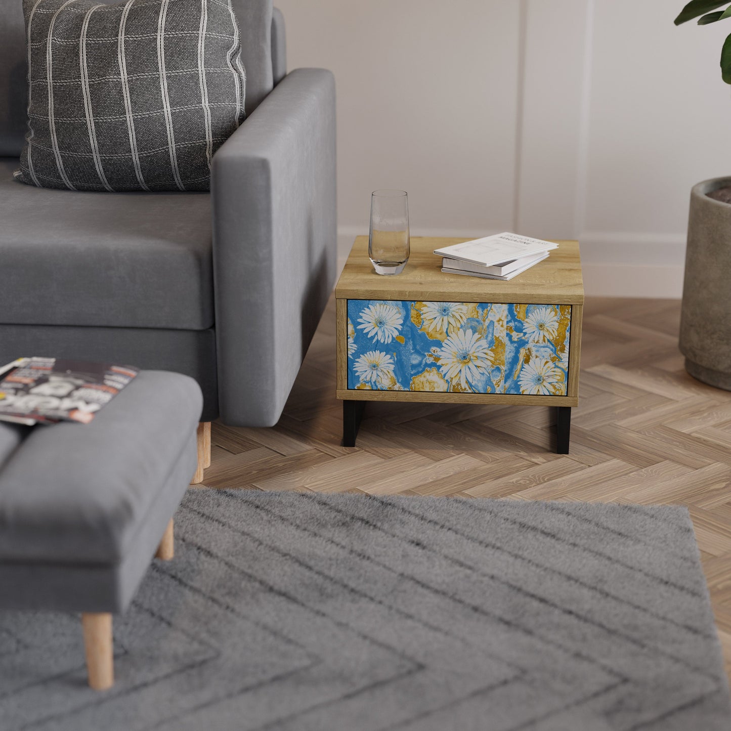 Comodino DAISY LUXE effetto rovere
