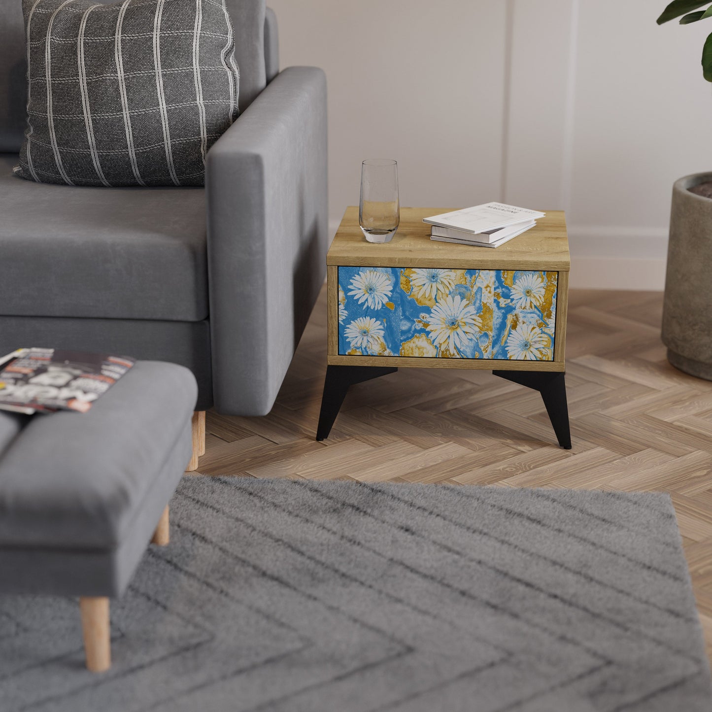 Comodino DAISY LUXE effetto rovere