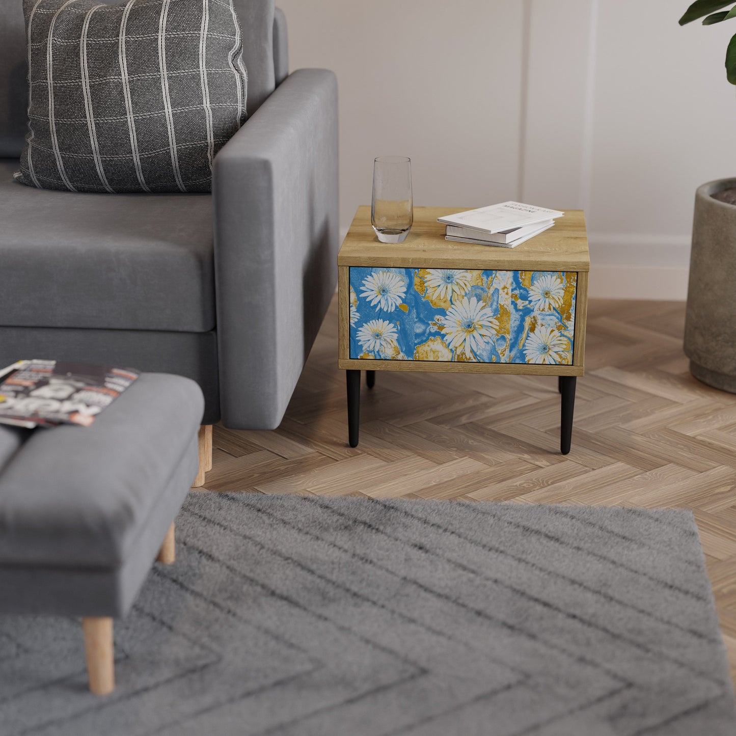Comodino DAISY LUXE effetto rovere