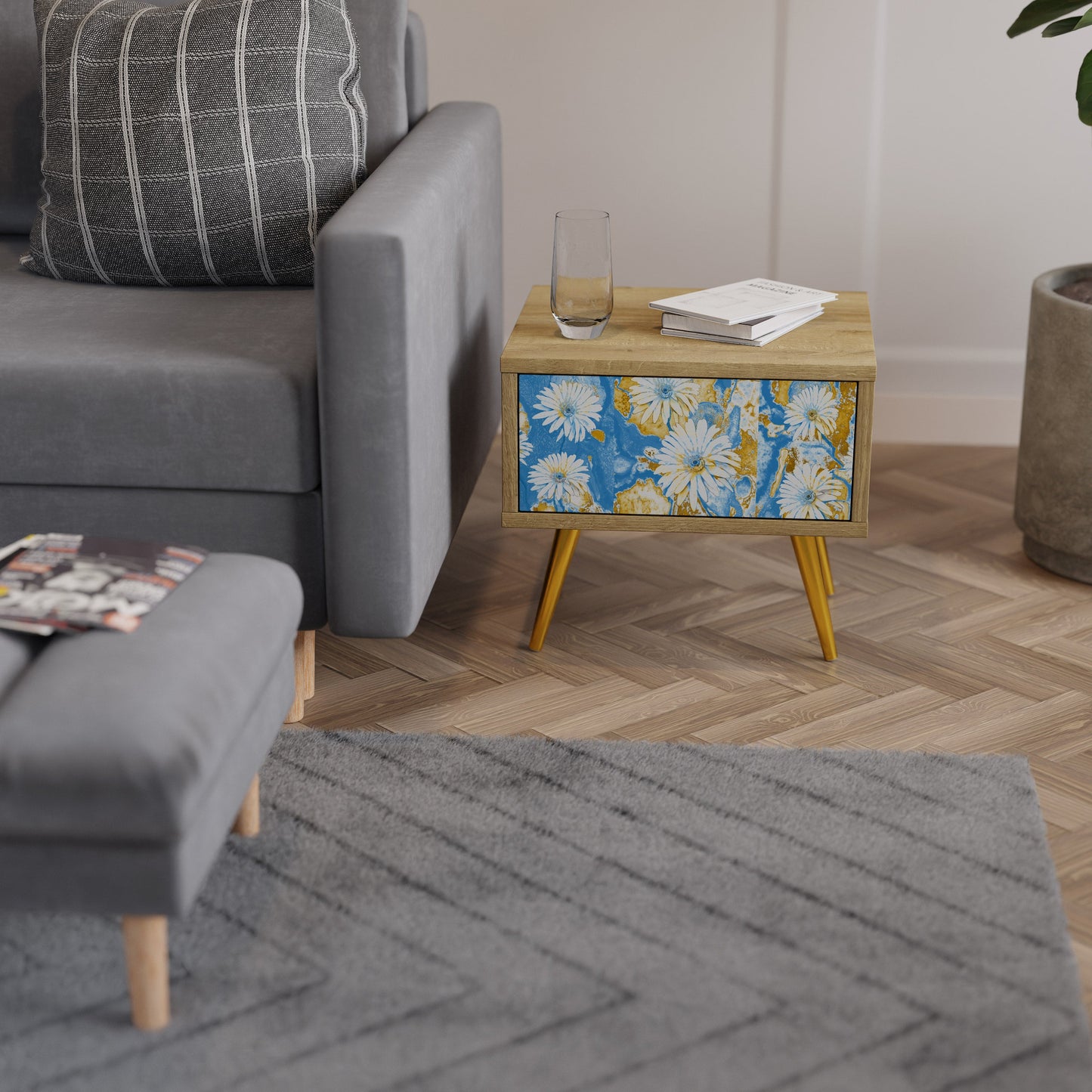 Comodino DAISY LUXE effetto rovere