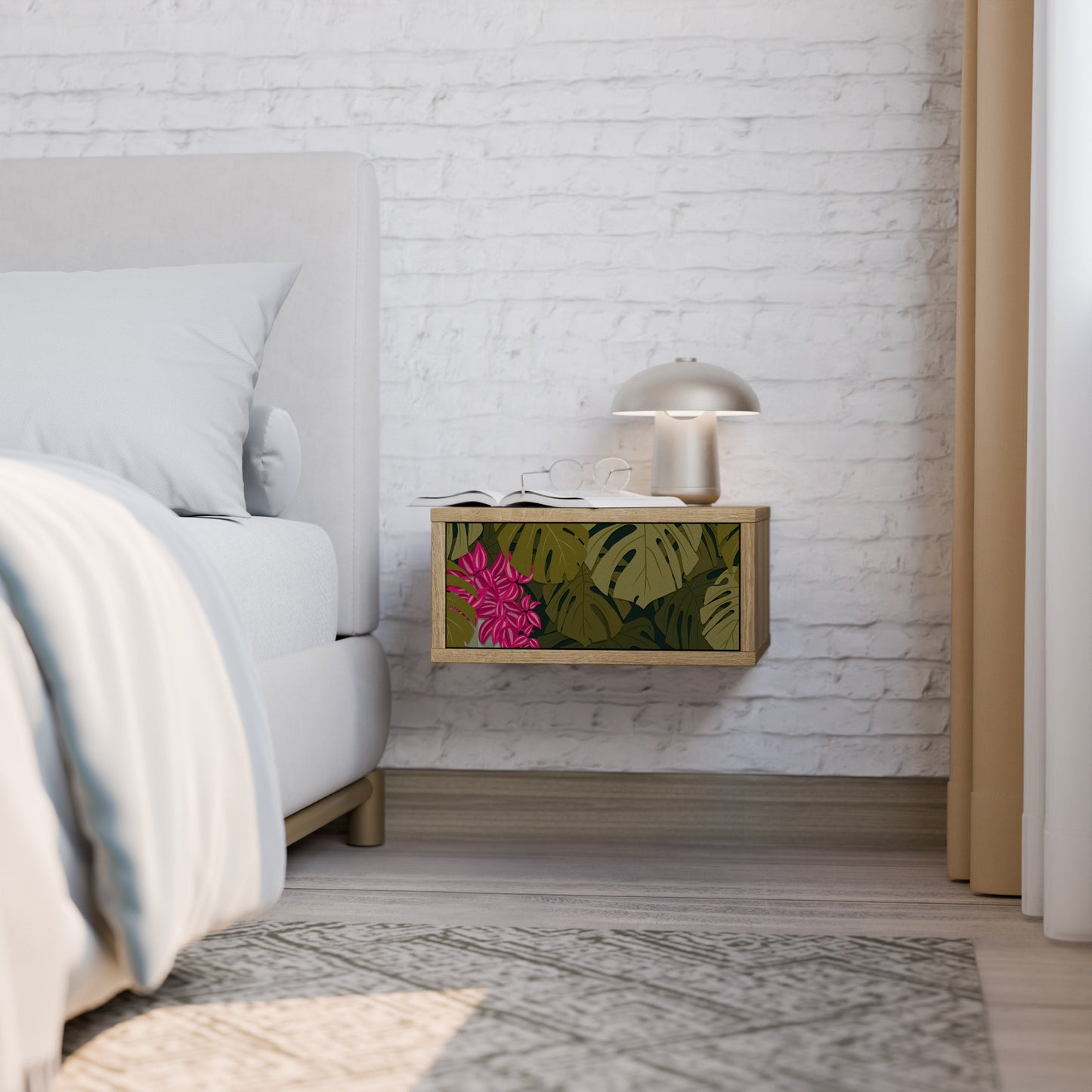 Comodino TROPICAL BEAUTY in effetto rovere