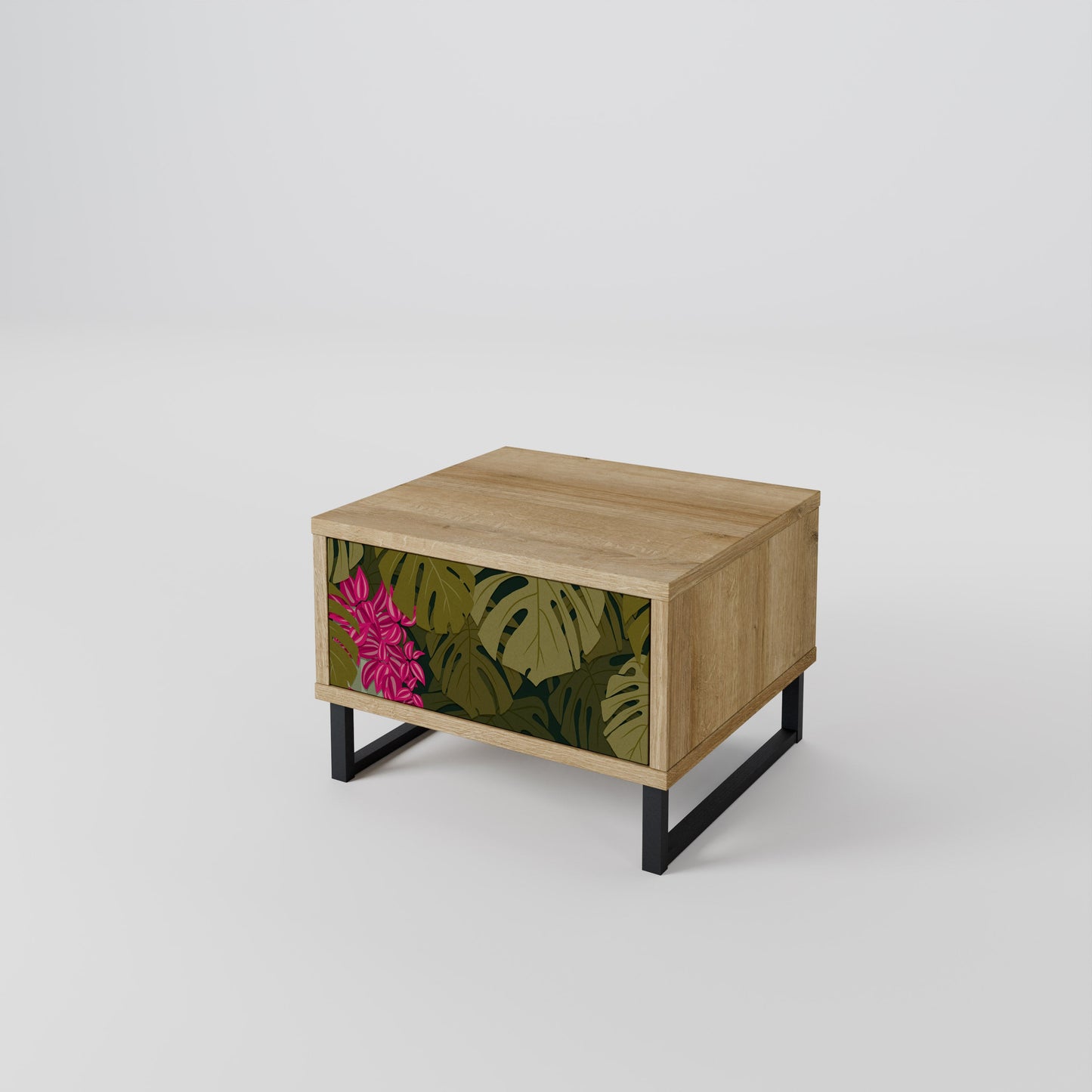 Comodino TROPICAL BEAUTY in effetto rovere