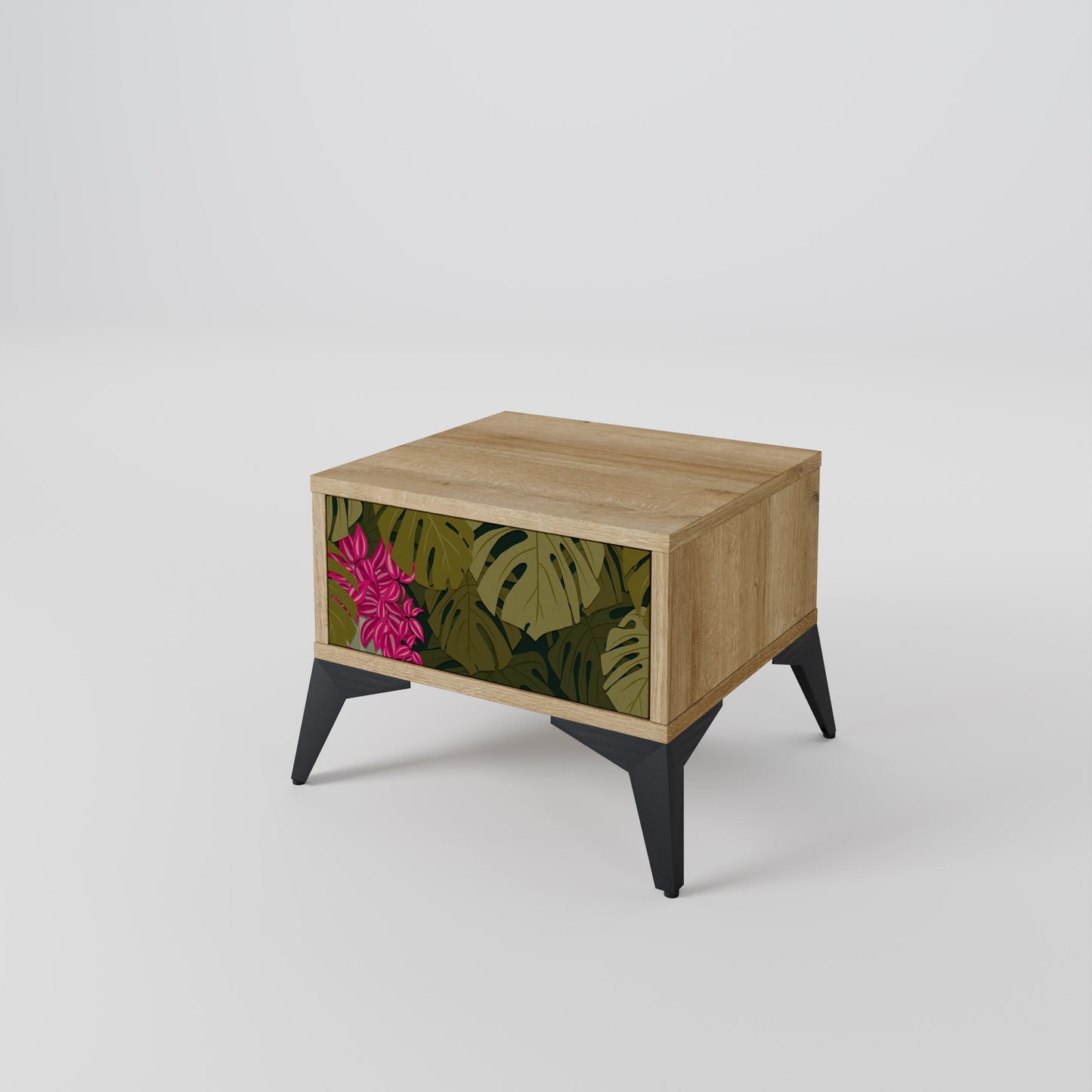 Comodino TROPICAL BEAUTY in effetto rovere