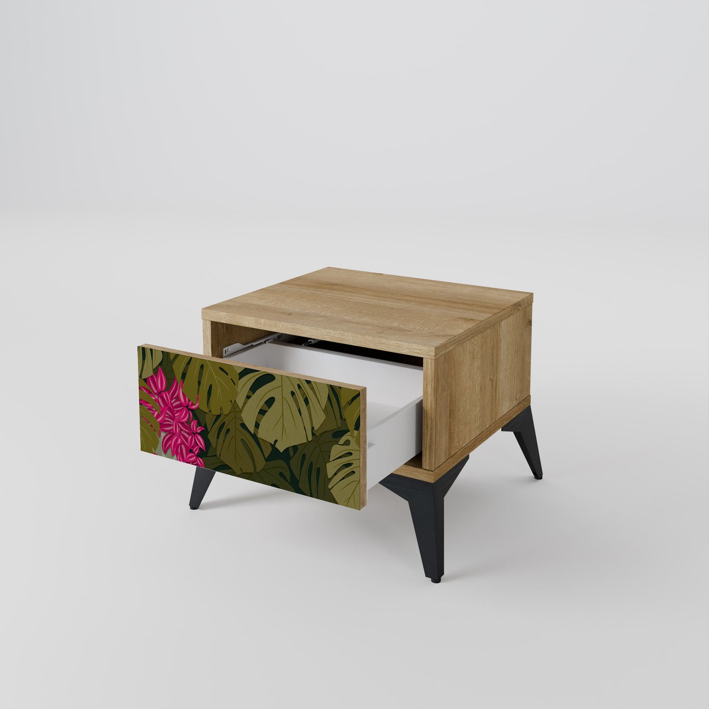 Comodino TROPICAL BEAUTY in effetto rovere