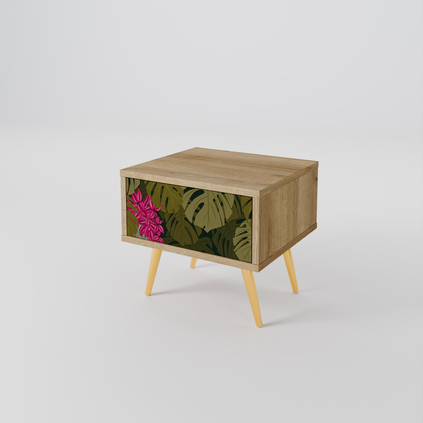 Comodino TROPICAL BEAUTY in effetto rovere