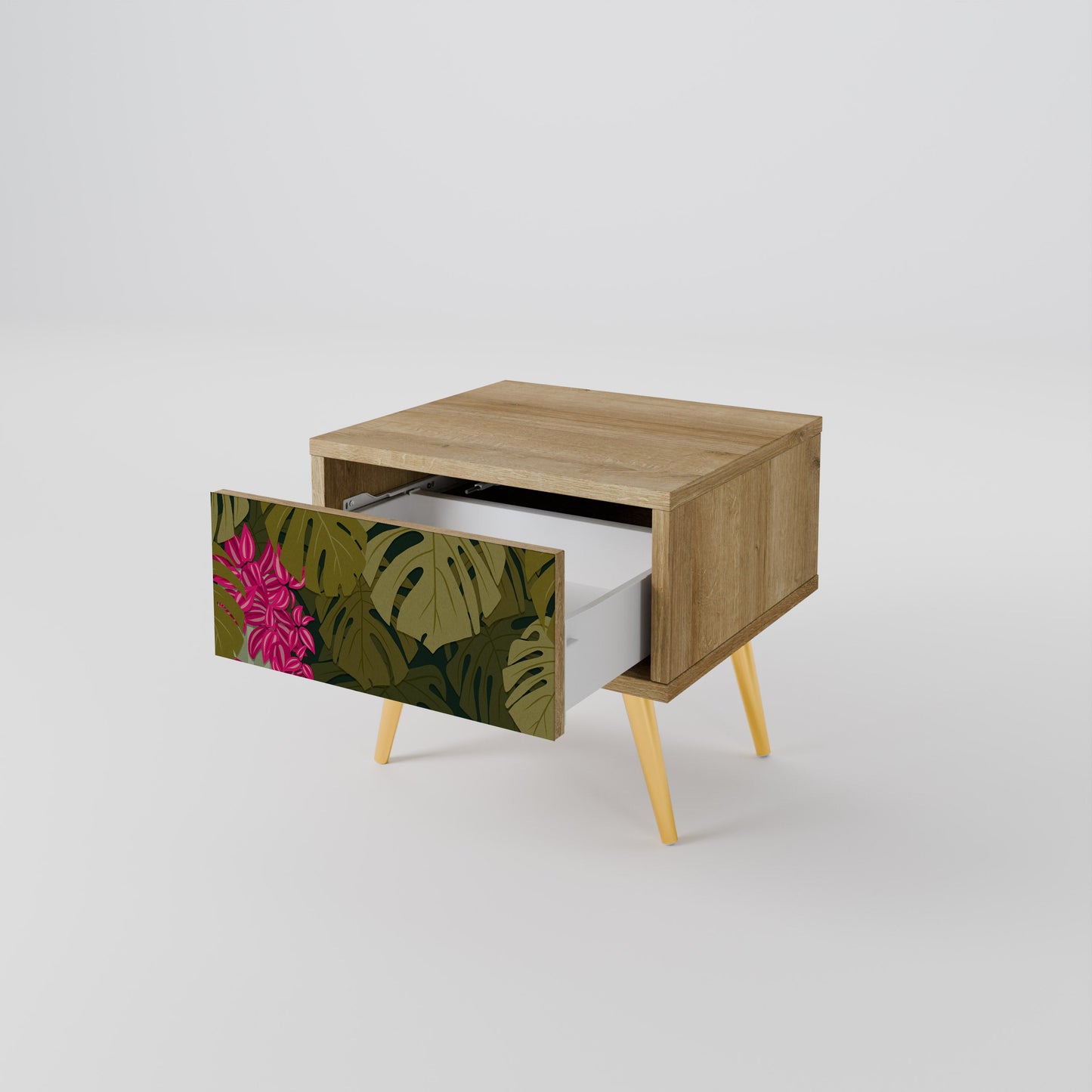 Comodino TROPICAL BEAUTY in effetto rovere