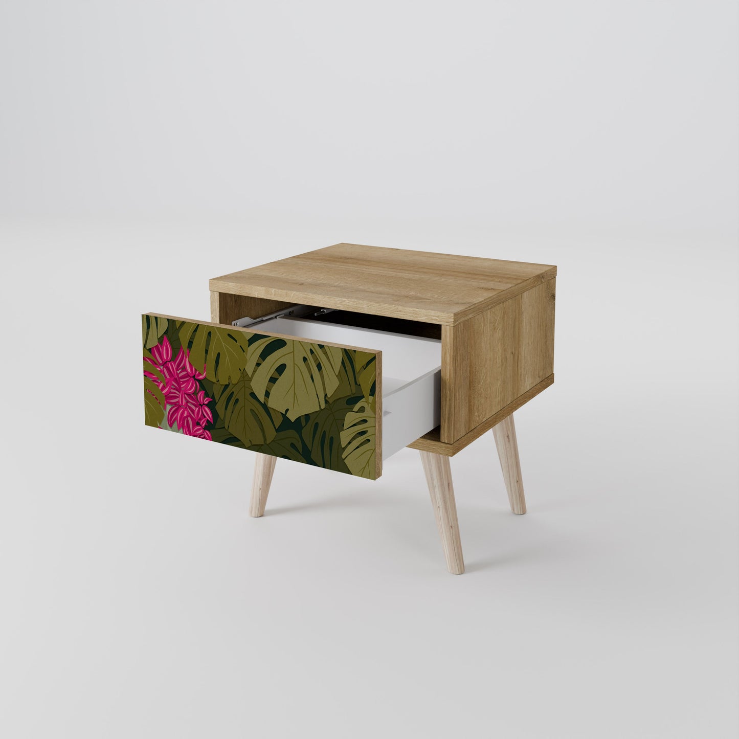 Comodino TROPICAL BEAUTY in effetto rovere