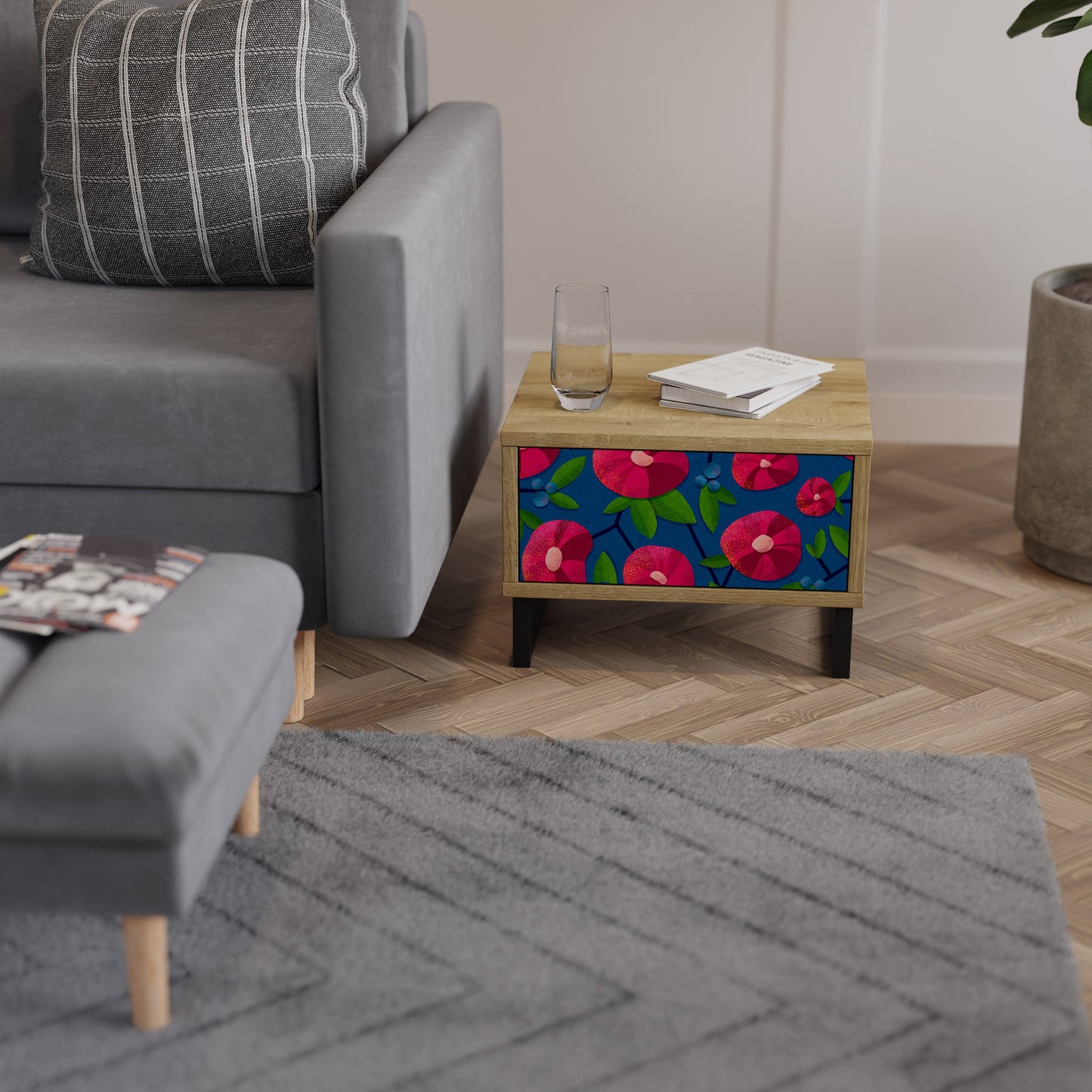 PENSIERI DI PRIMAVERA Comodino in effetto rovere