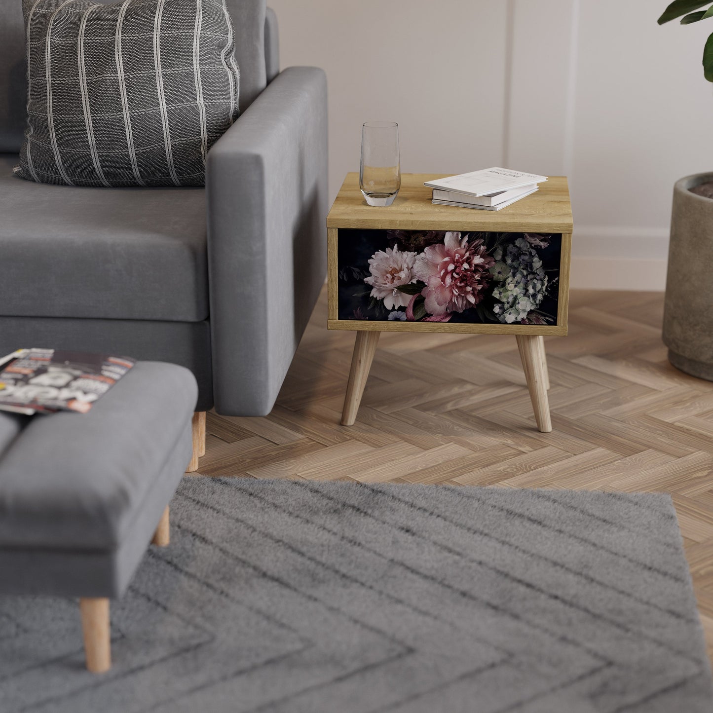 Comodino PURE BLOSSOM in effetto rovere
