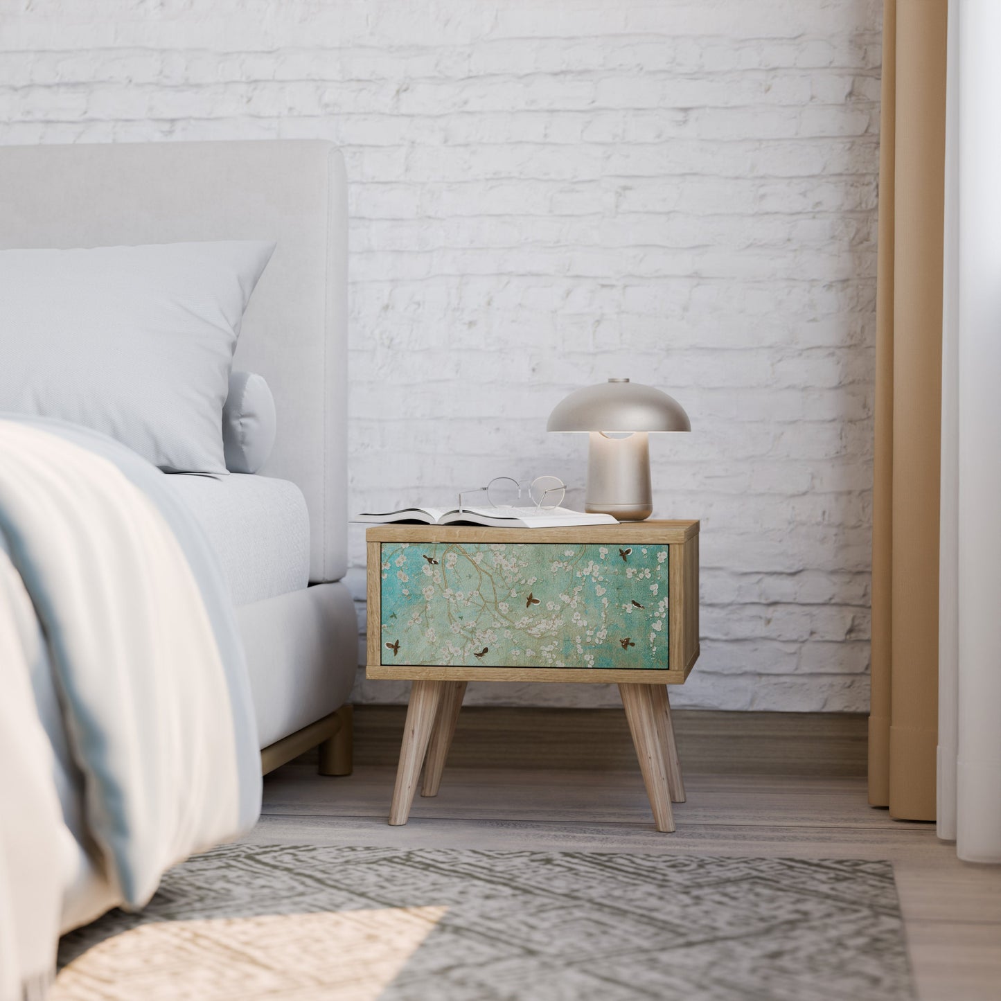 Comodino BLOOMING CHARM in effetto rovere