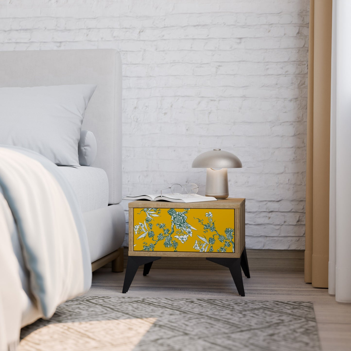 Comodino YELLOW CHINOISERIE in effetto rovere