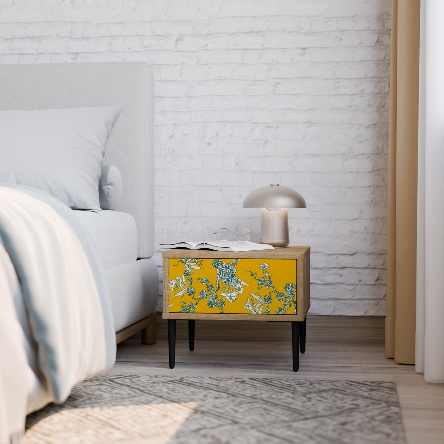 Comodino YELLOW CHINOISERIE in effetto rovere