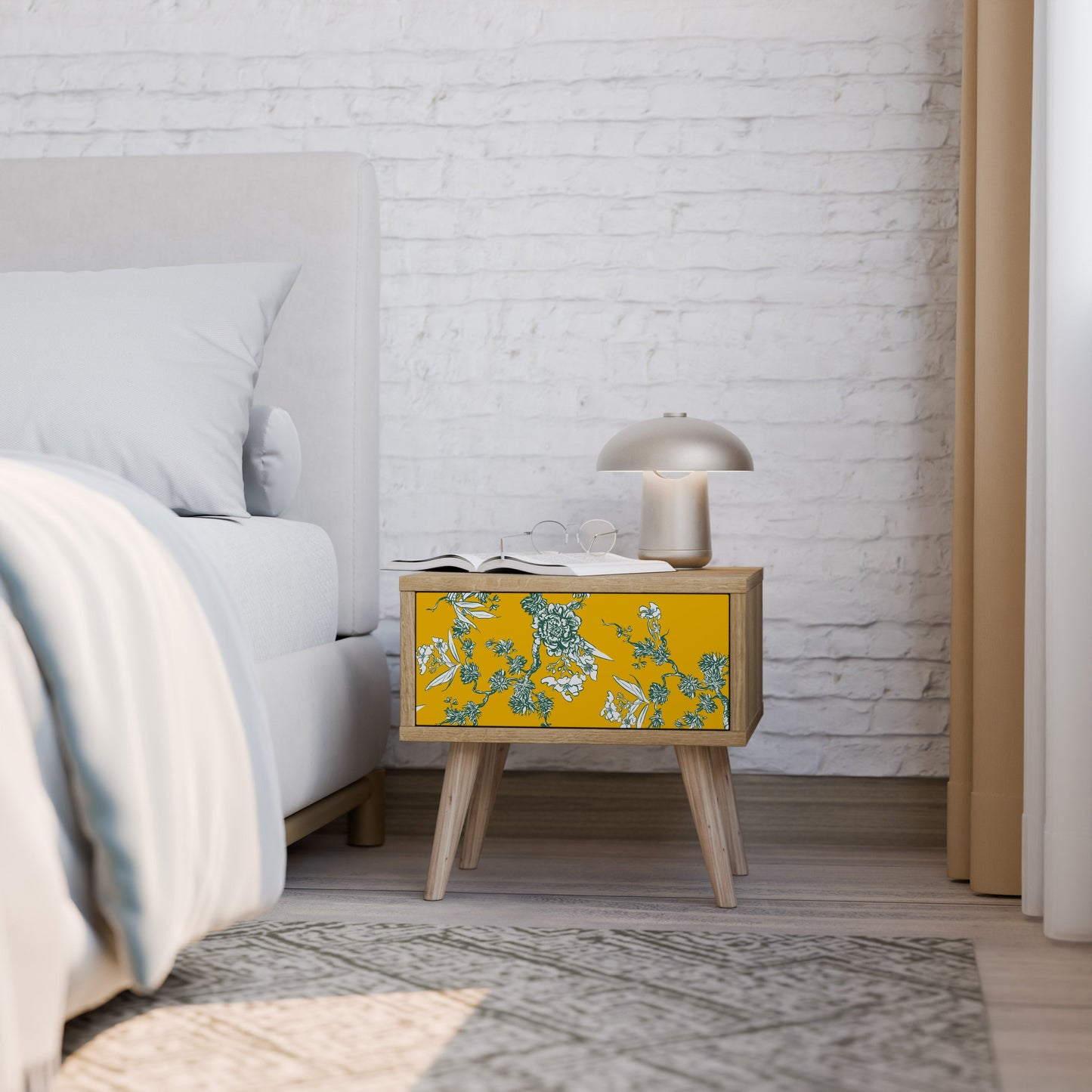 Comodino YELLOW CHINOISERIE in effetto rovere
