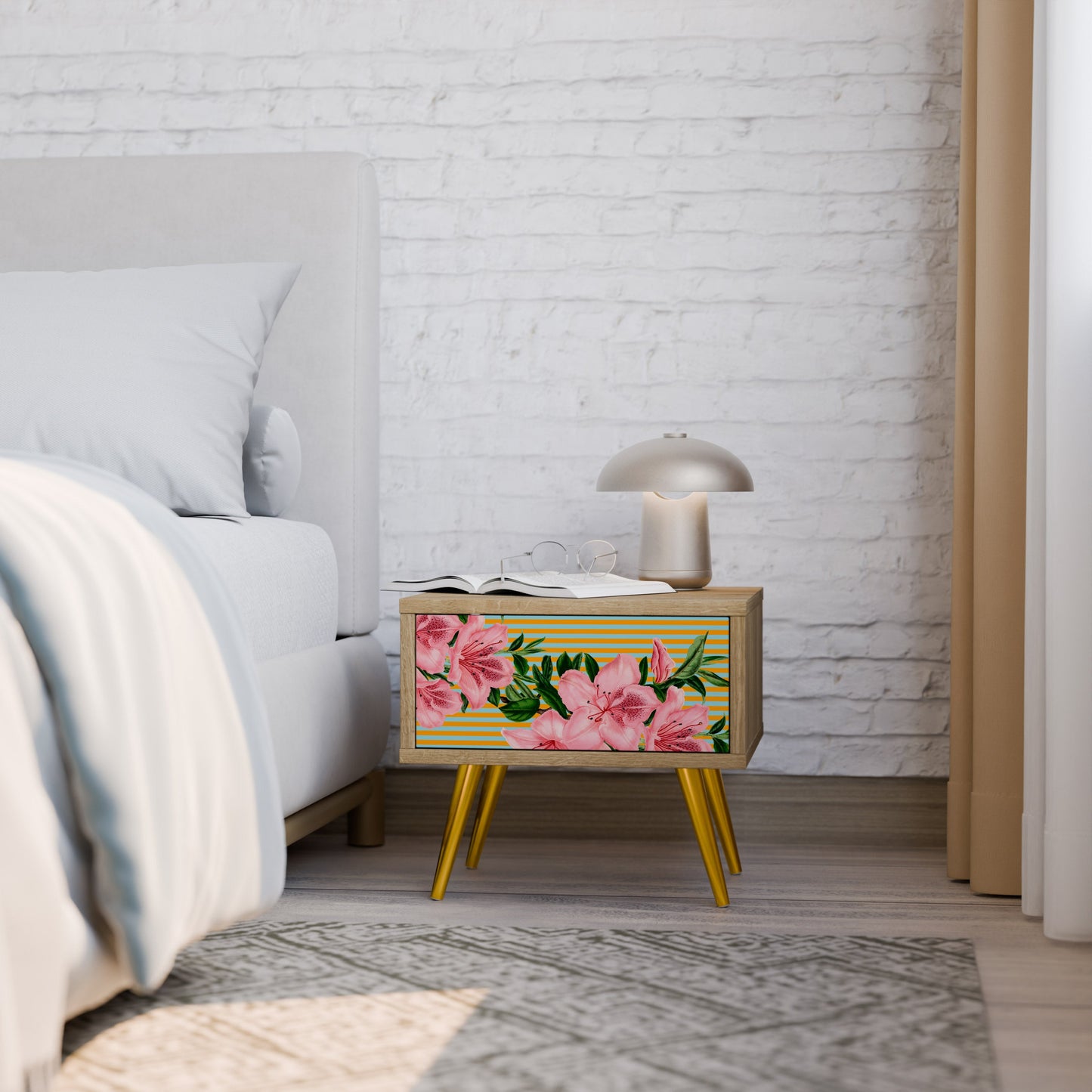 Comodino FRAGILE BEAUTY in effetto rovere