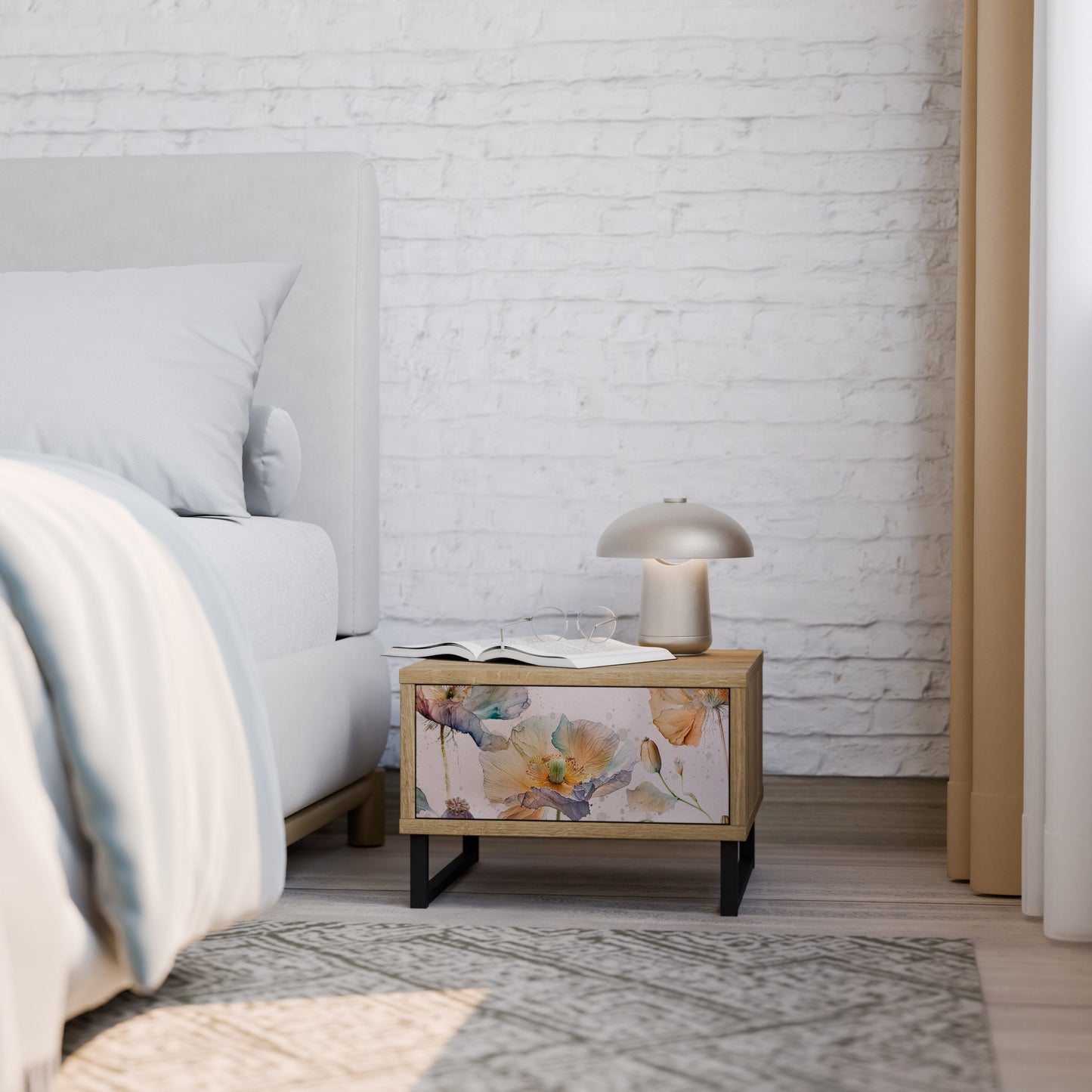 Comodino SOFTEN POPPY effetto rovere