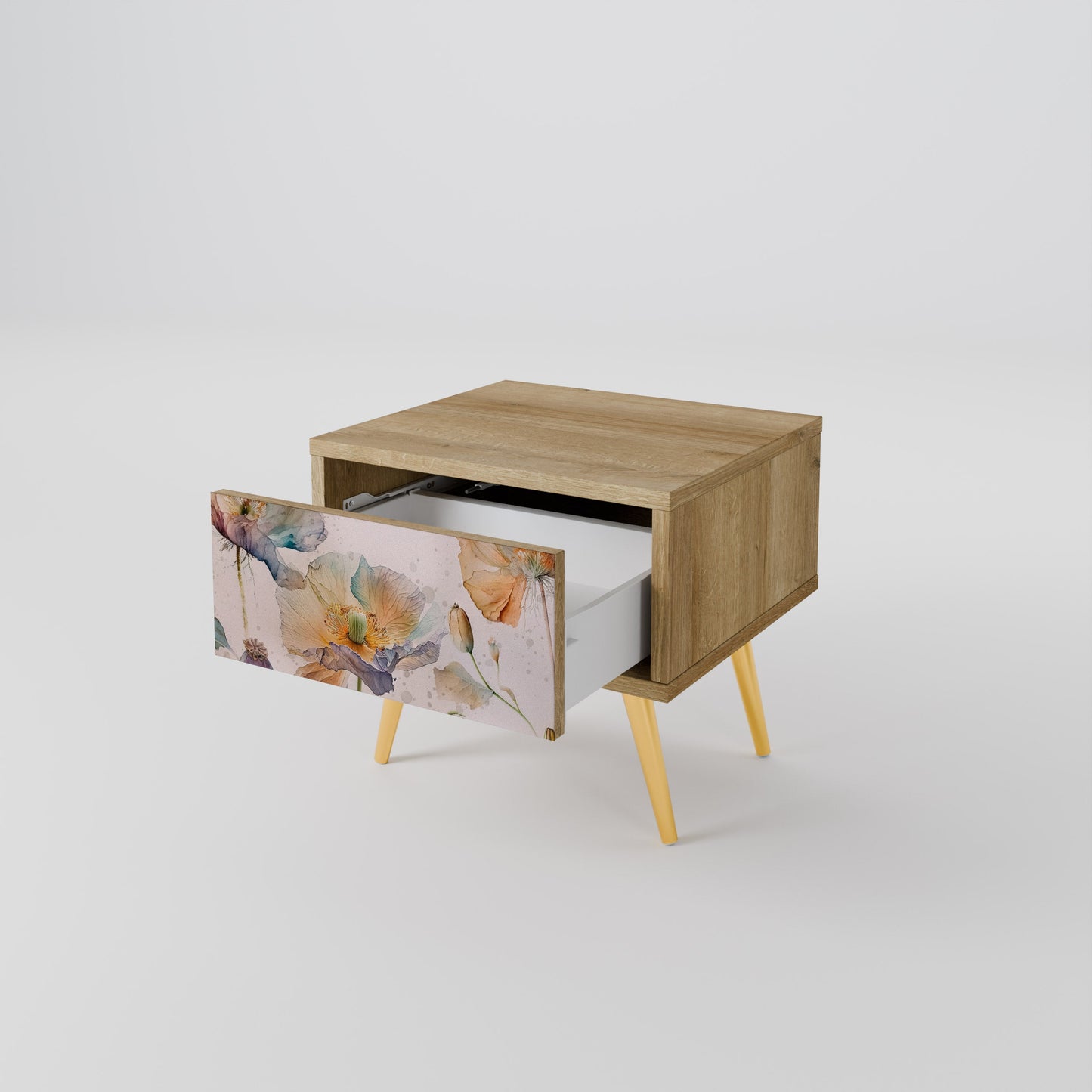 Comodino SOFTEN POPPY effetto rovere