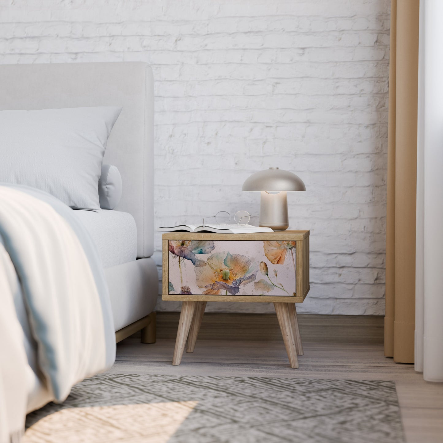 Comodino SOFTEN POPPY effetto rovere