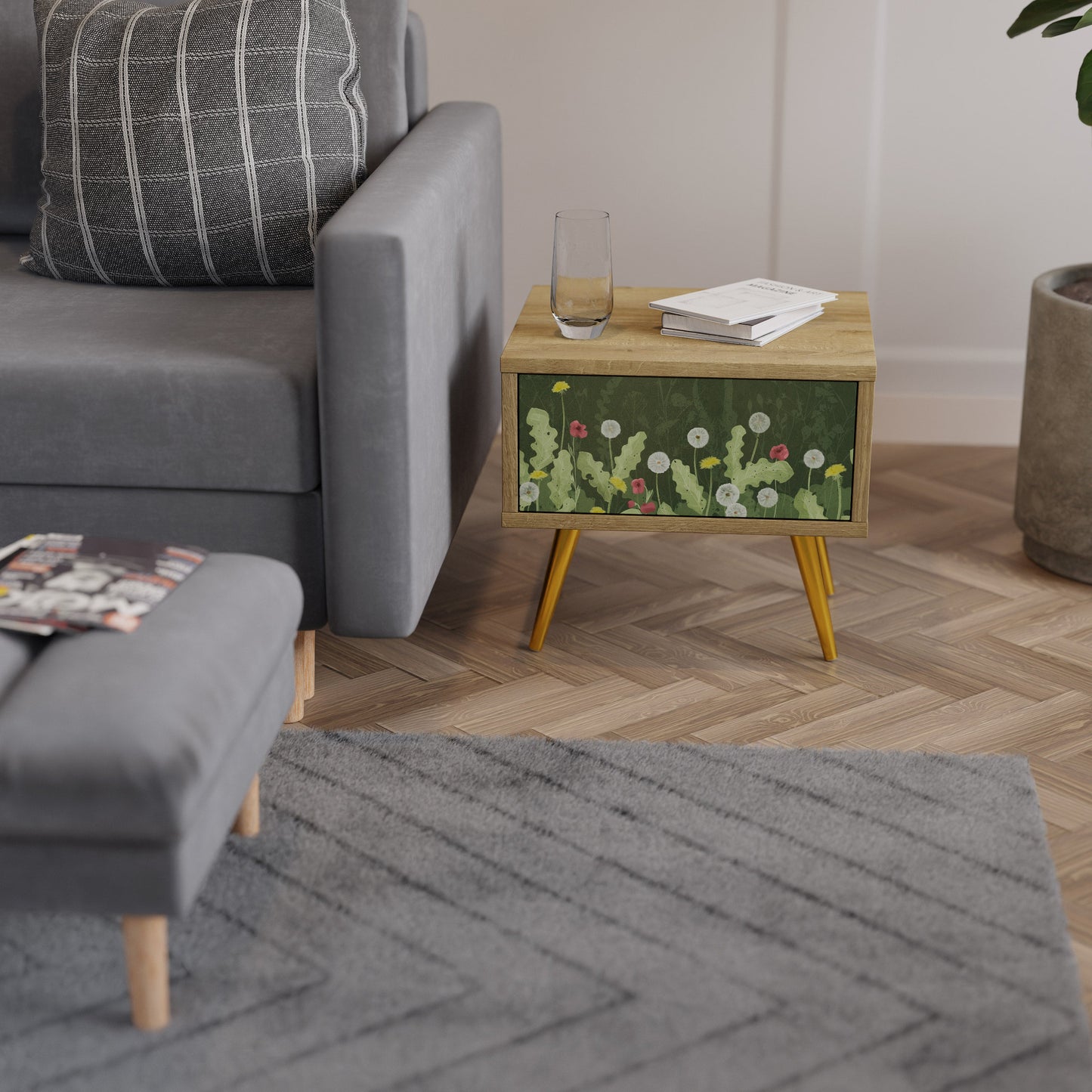 Comodino DANDELION AMUSE effetto rovere