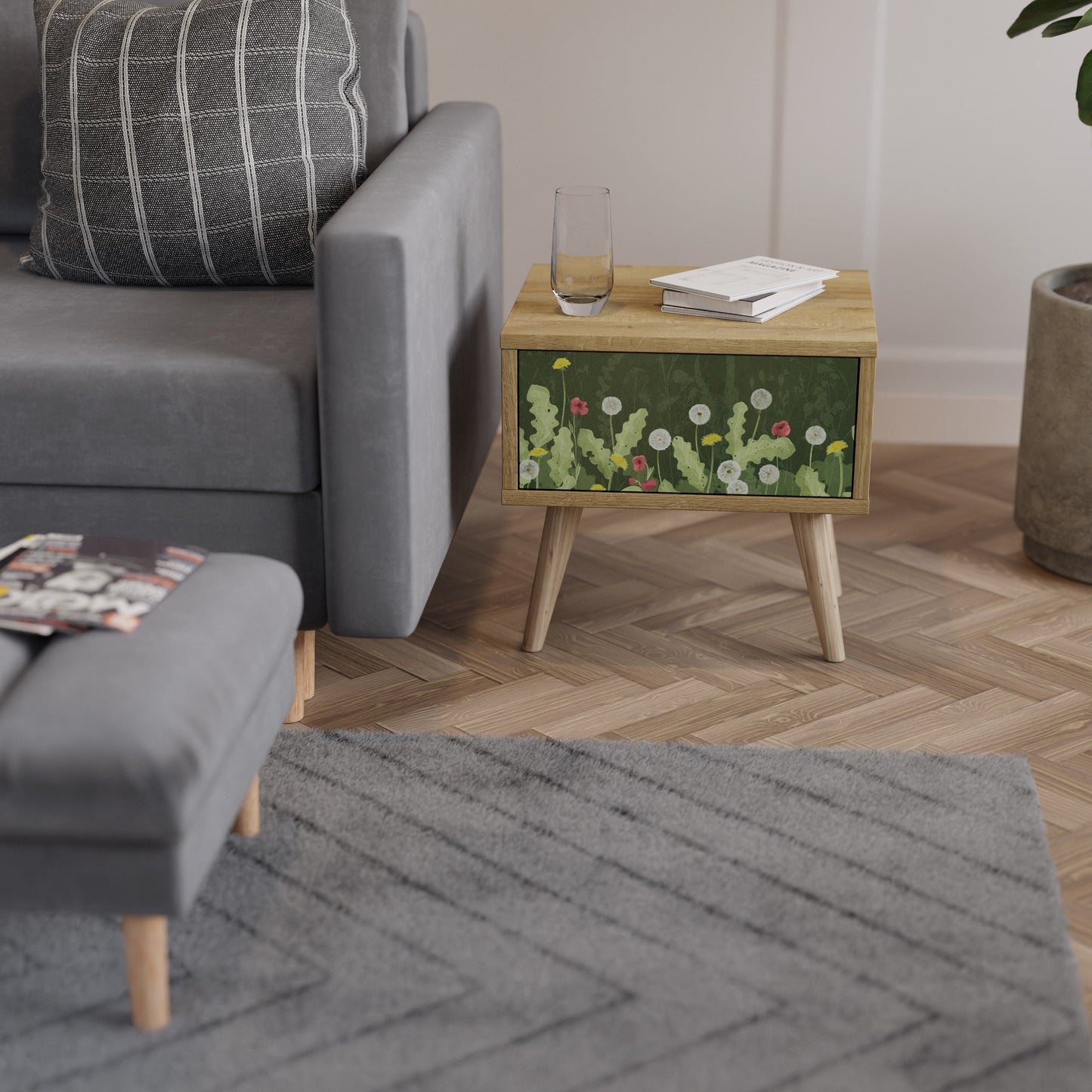 Comodino DANDELION AMUSE effetto rovere