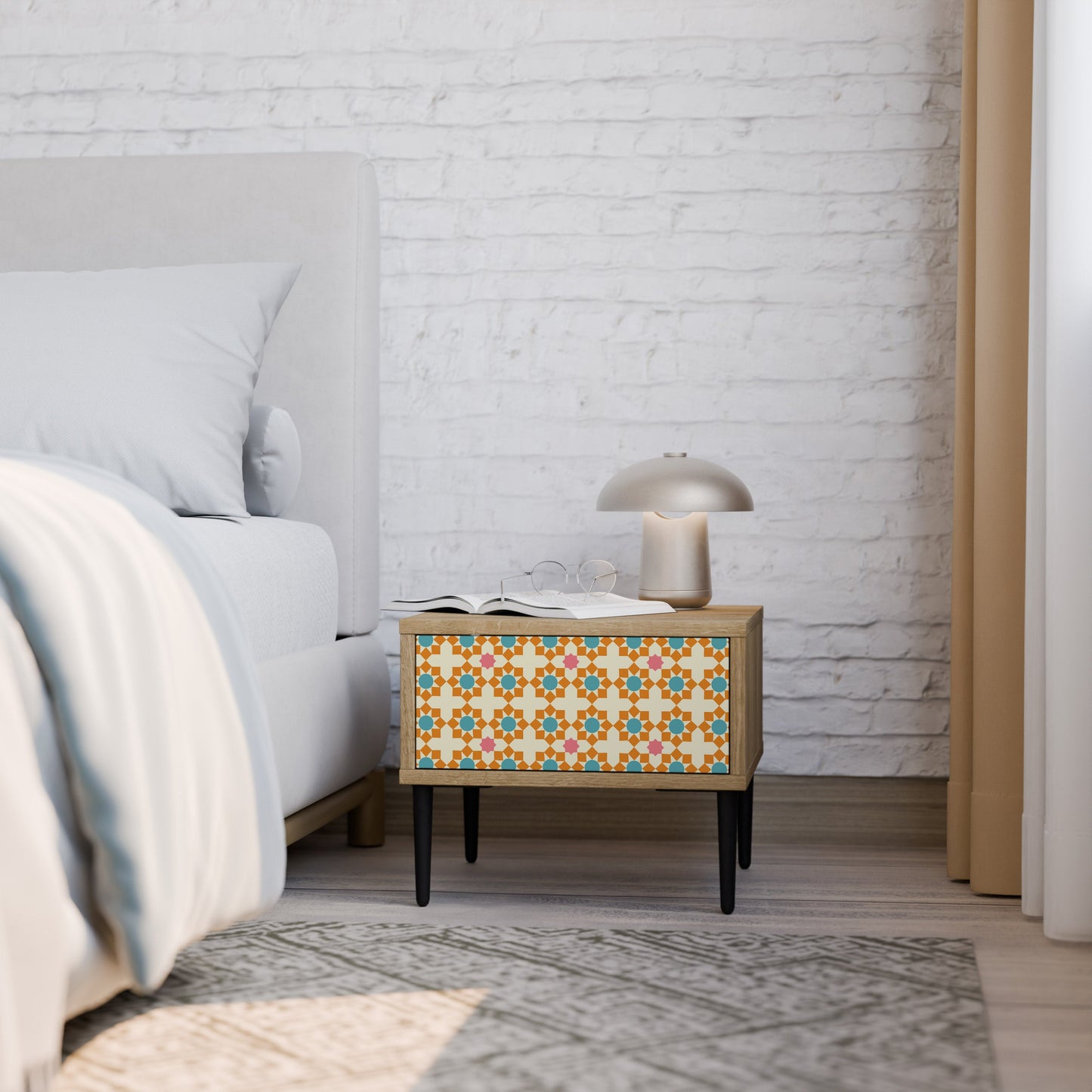 Comodino FLORAL DECOR in effetto rovere