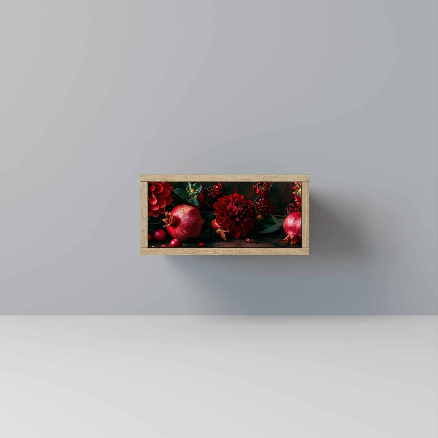 Comodino DAHLIAS AND POMEGRANATES in effetto rovere