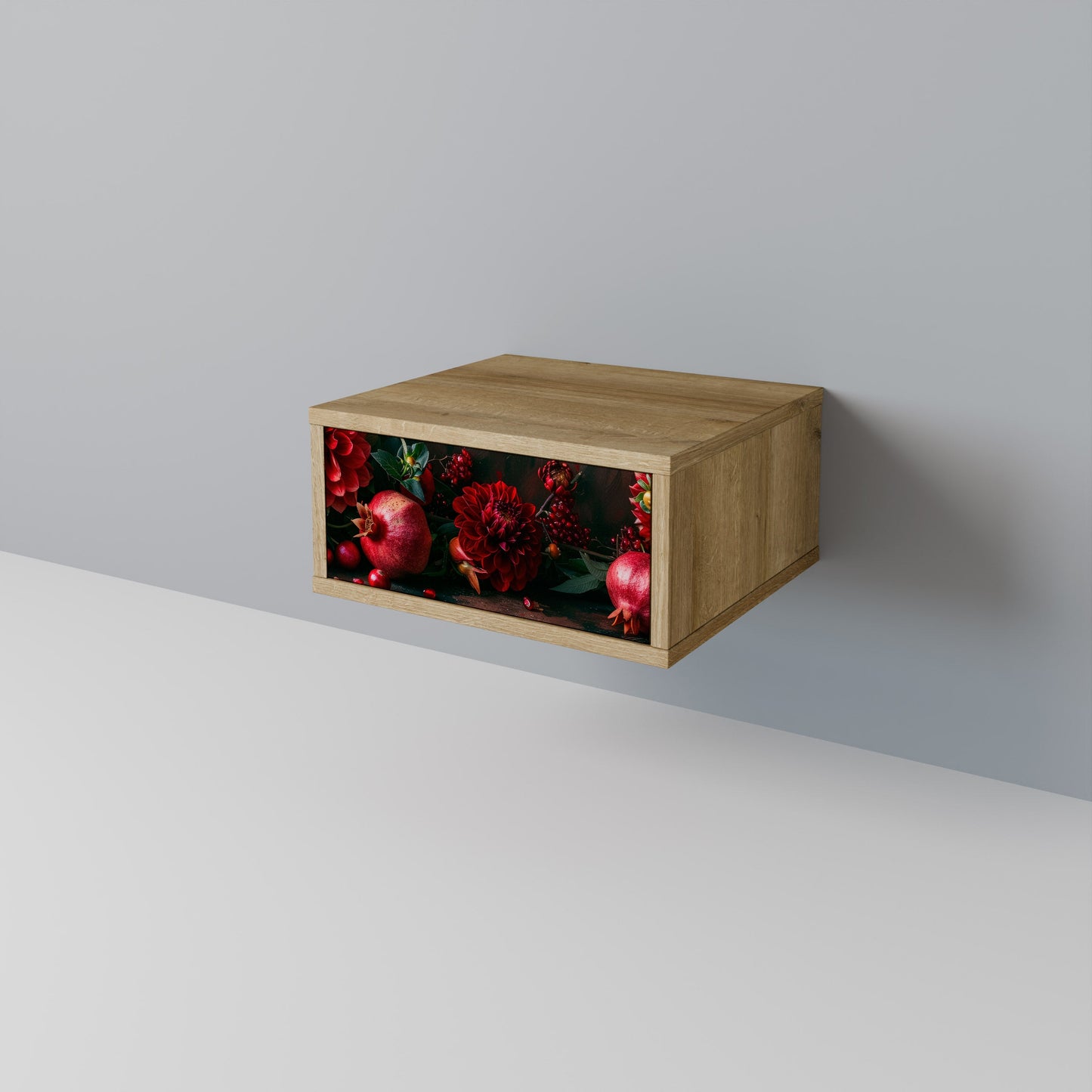 Comodino DAHLIAS AND POMEGRANATES in effetto rovere