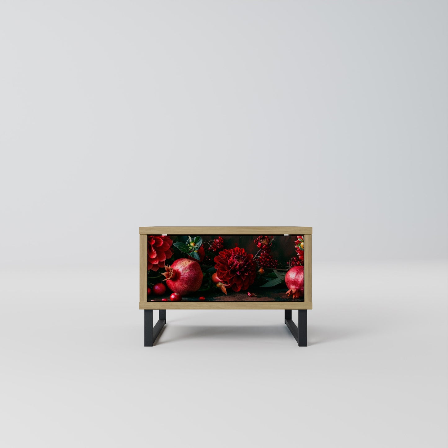 Comodino DAHLIAS AND POMEGRANATES in effetto rovere
