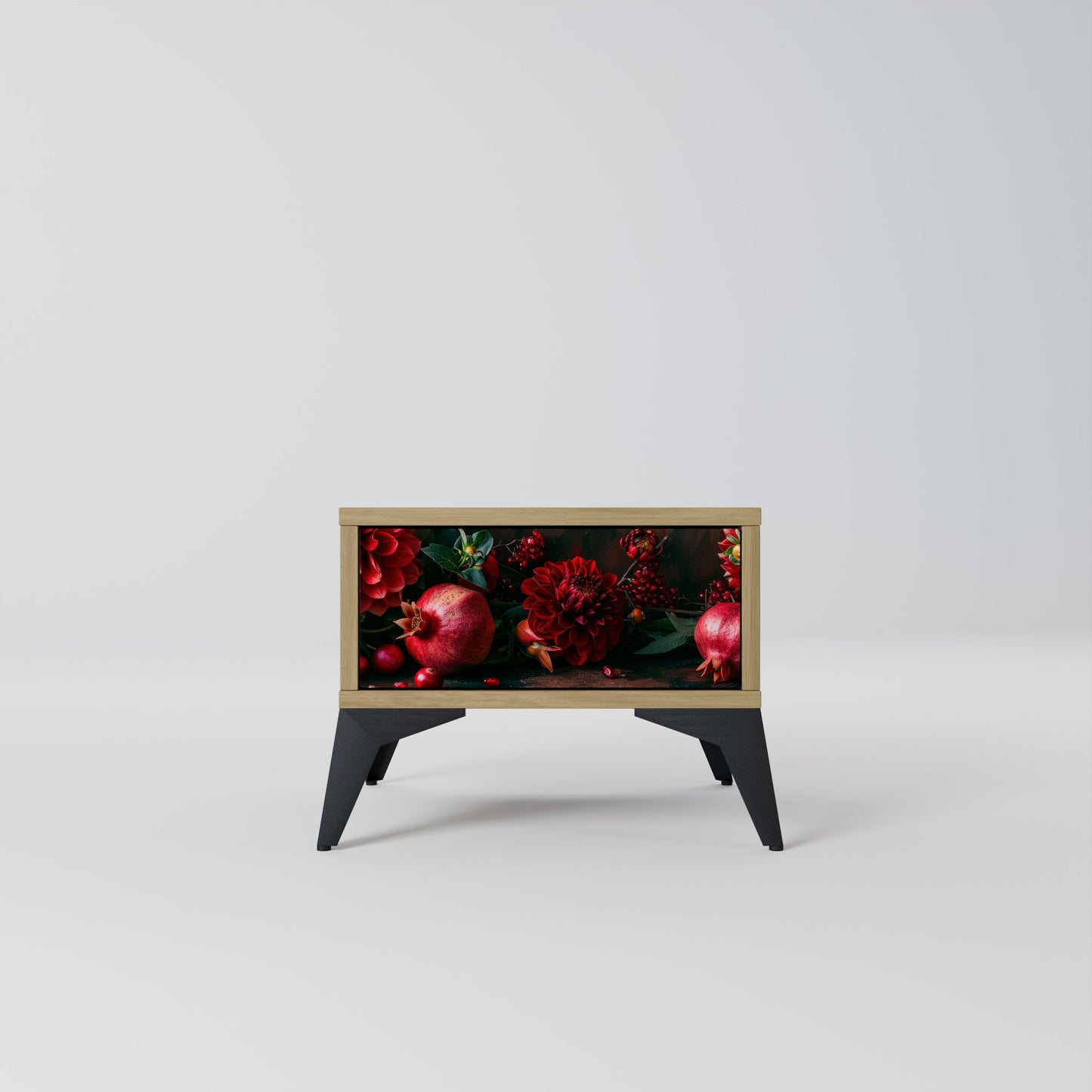 Comodino DAHLIAS AND POMEGRANATES in effetto rovere