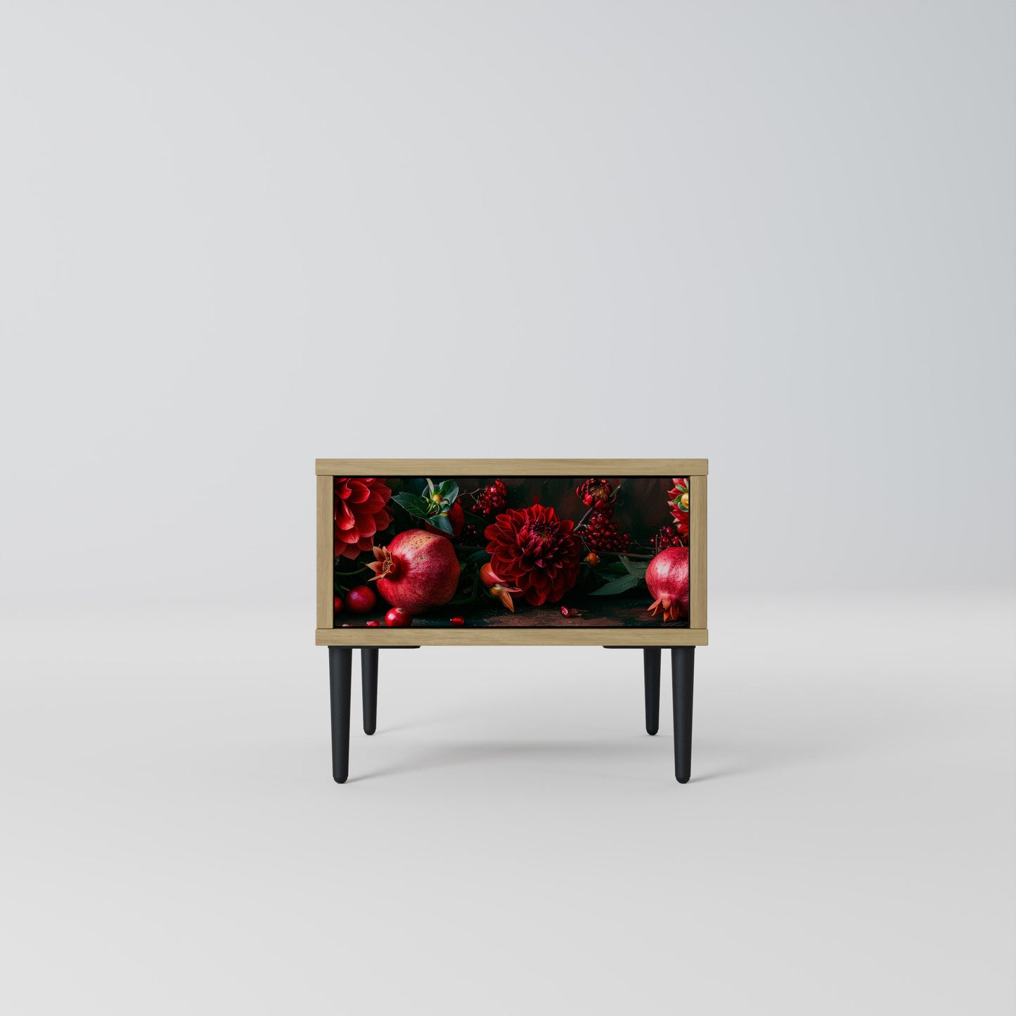 Comodino DAHLIAS AND POMEGRANATES in effetto rovere