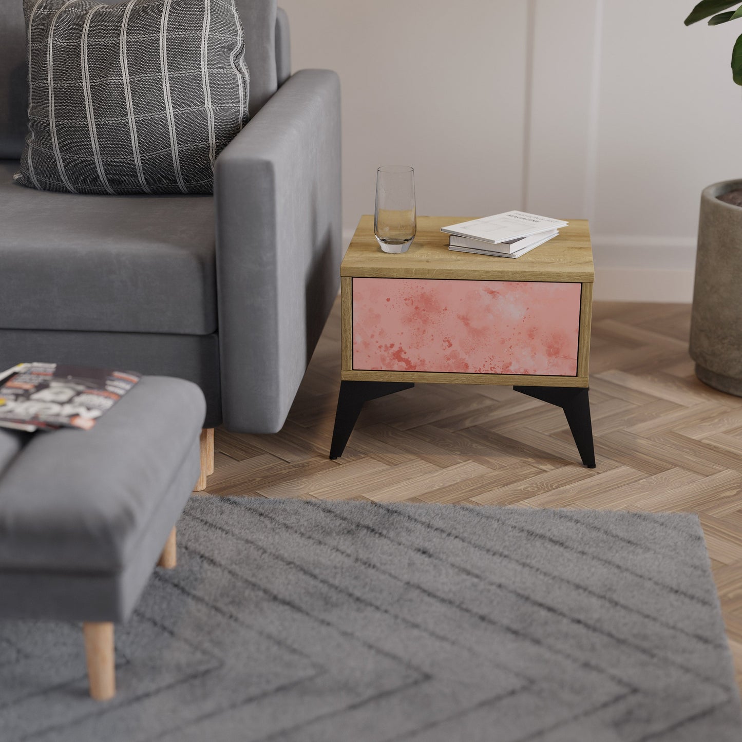 Comodino CRANE DANCE effetto rovere