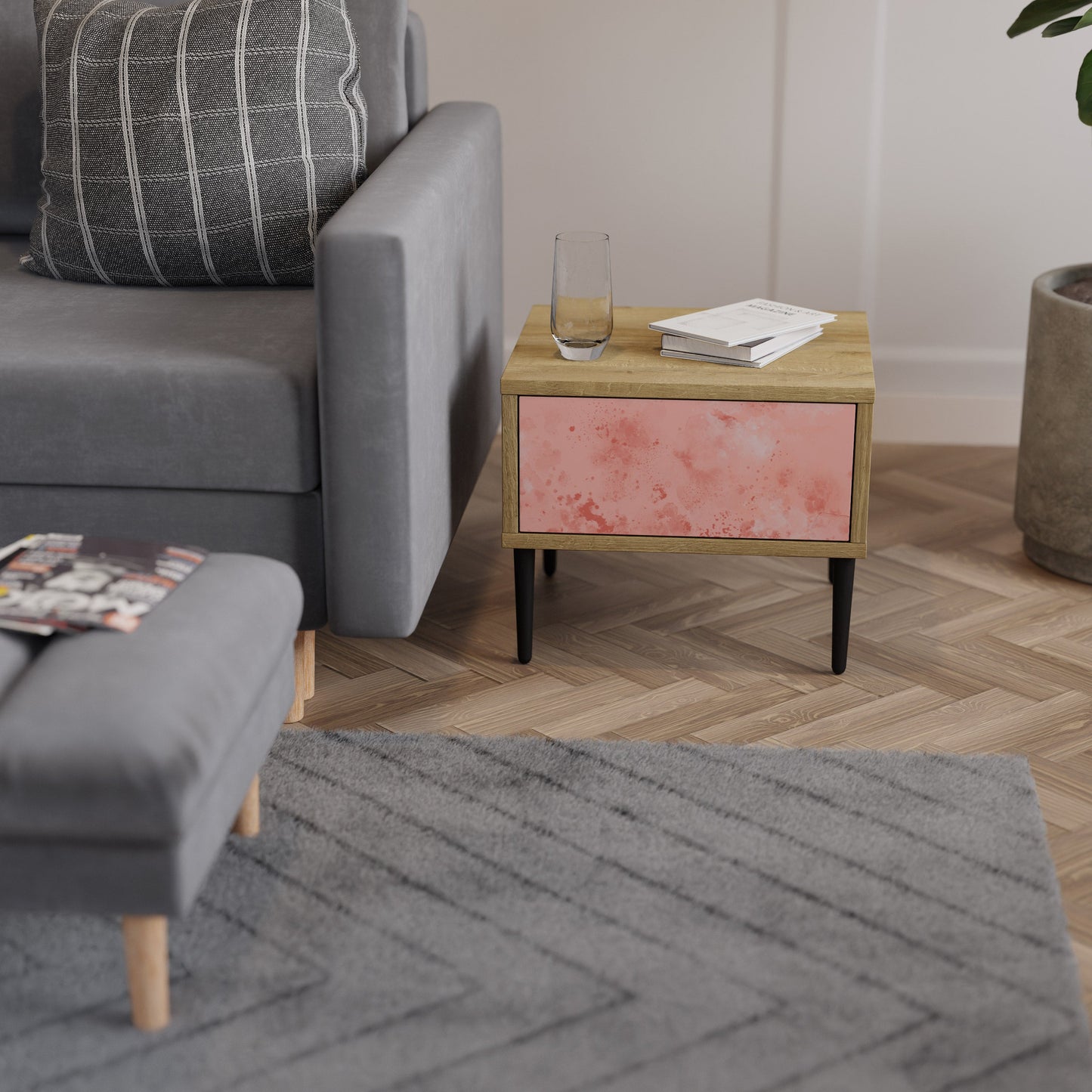 Comodino CRANE DANCE effetto rovere