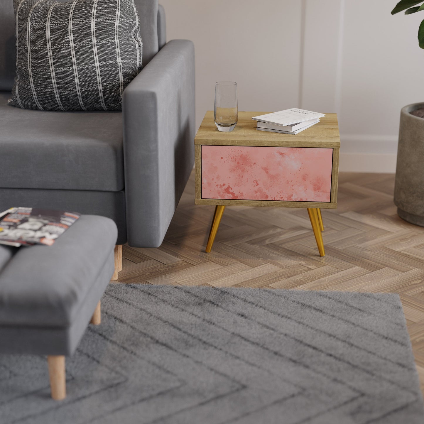 Comodino CRANE DANCE effetto rovere