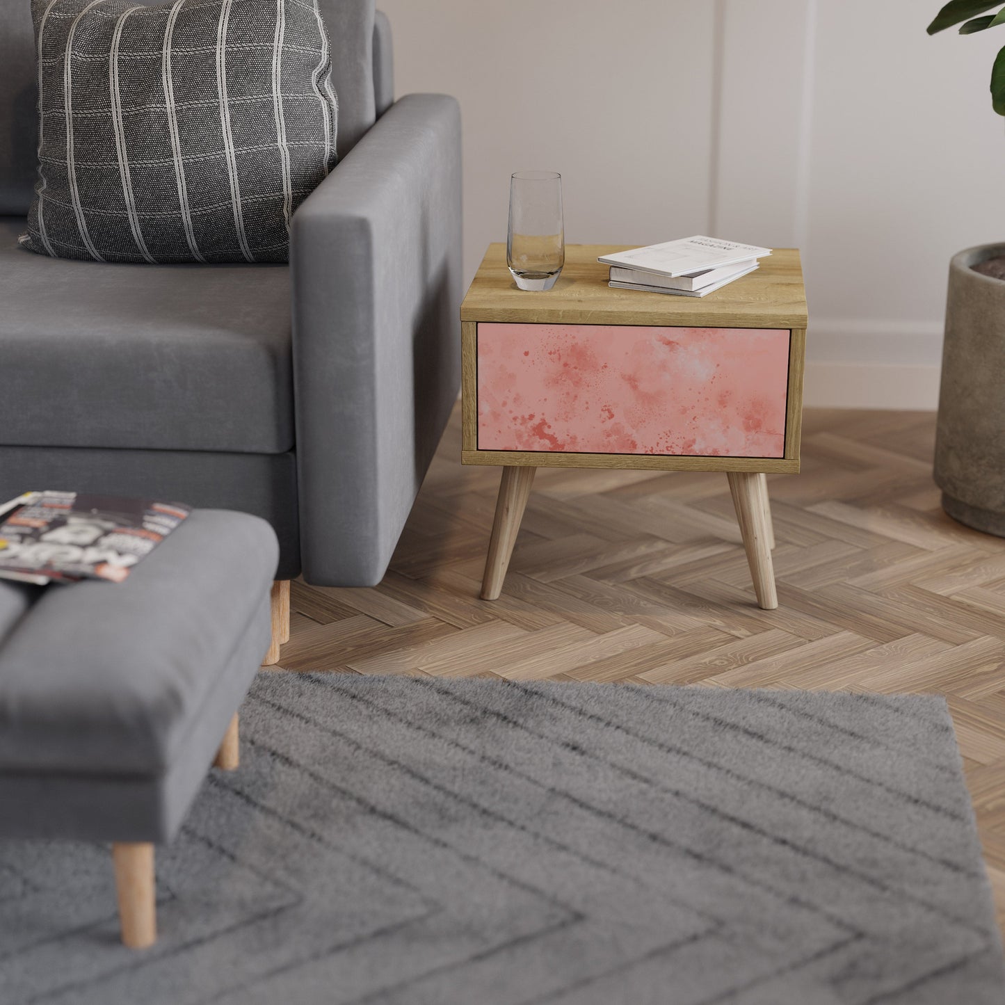 Comodino CRANE DANCE effetto rovere