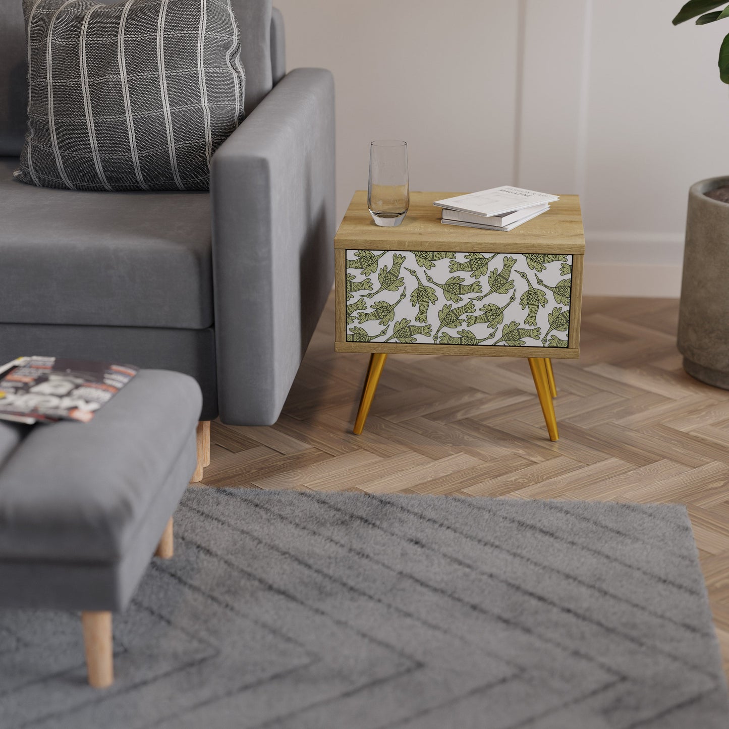 Comodino SEEDLING SONGBIRD in effetto rovere