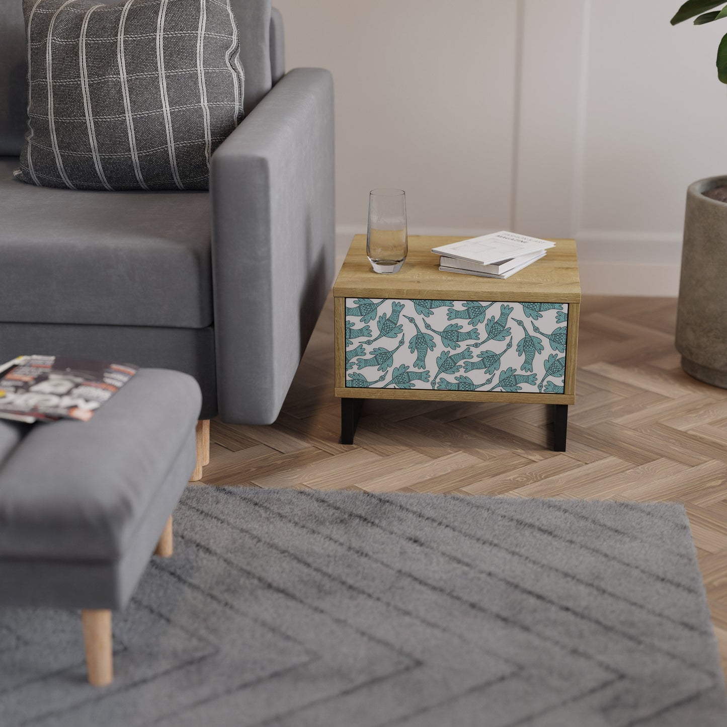 Comodino WATERSPOUT SONGIBIRD in effetto rovere