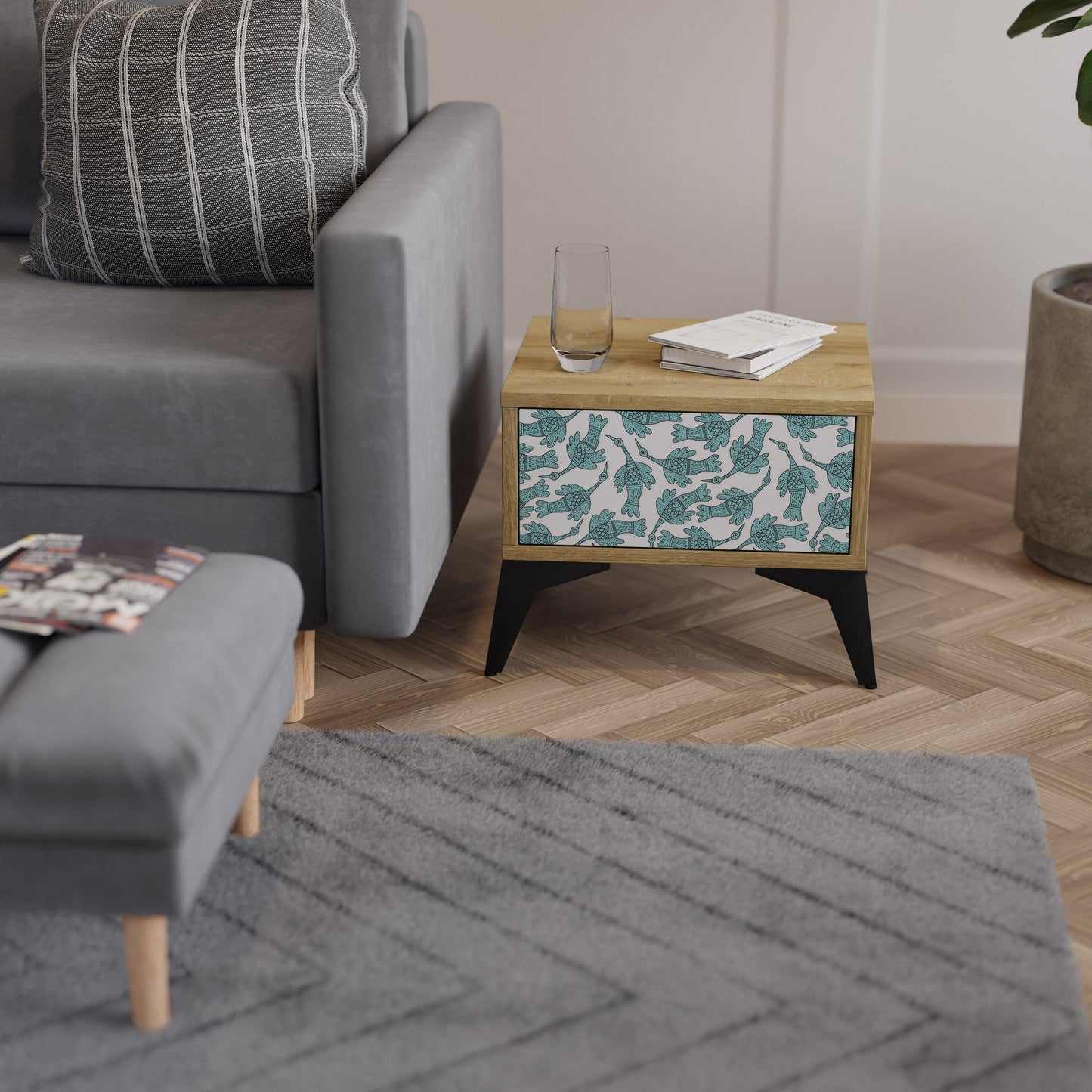 Comodino WATERSPOUT SONGIBIRD in effetto rovere
