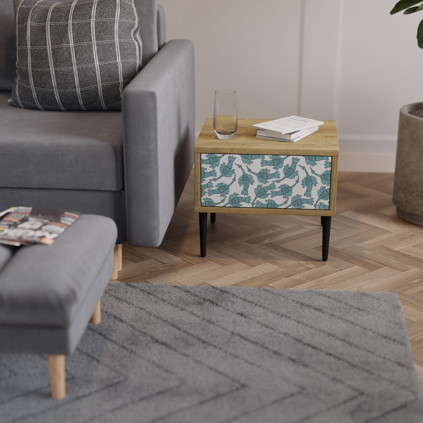 Comodino WATERSPOUT SONGIBIRD in effetto rovere