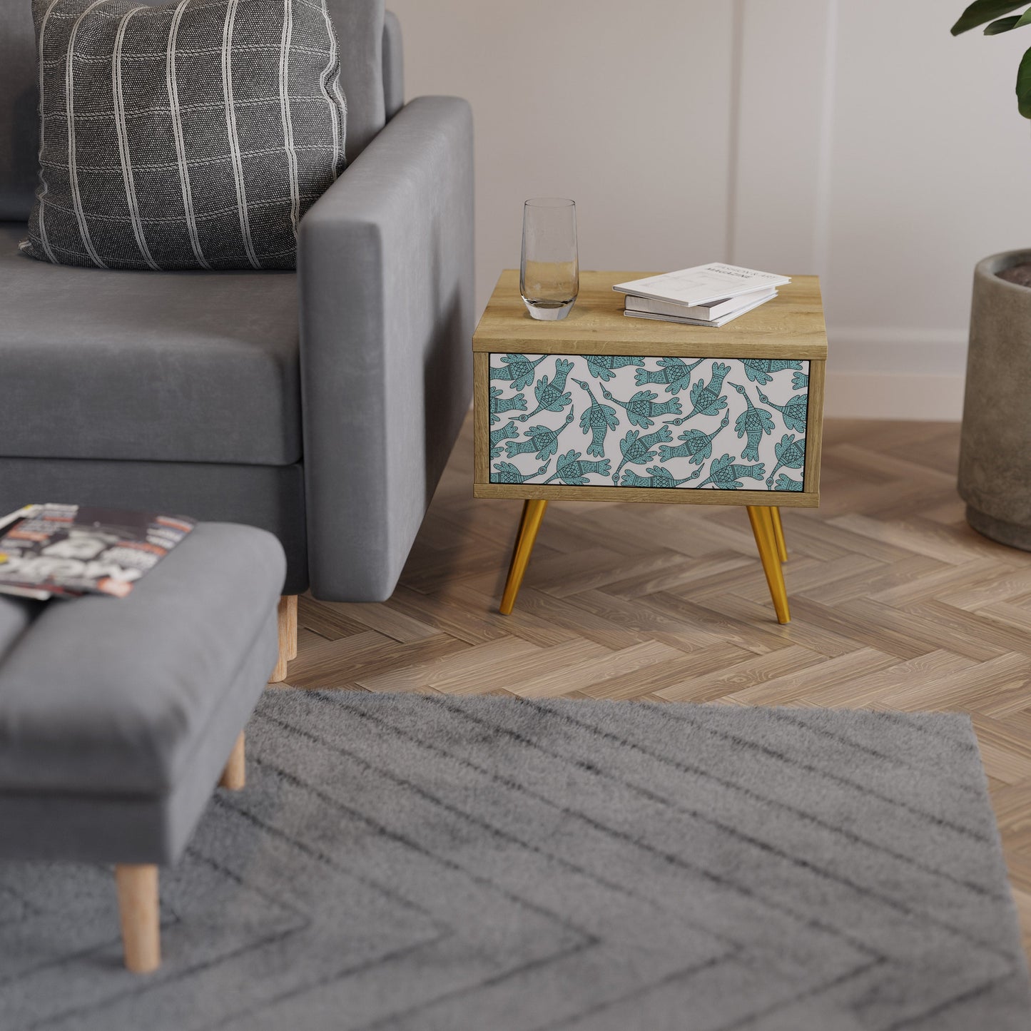 Comodino WATERSPOUT SONGIBIRD in effetto rovere