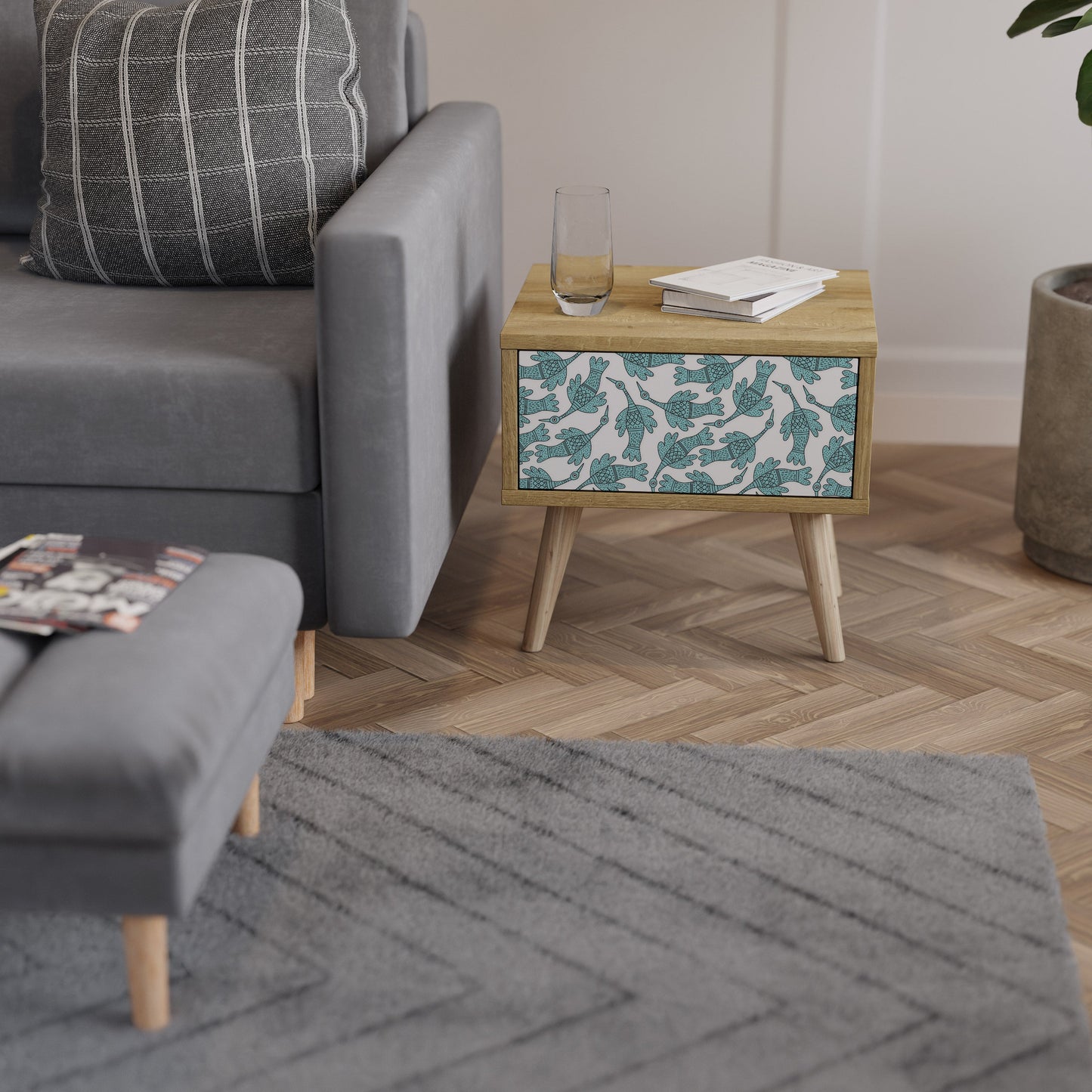 Comodino WATERSPOUT SONGIBIRD in effetto rovere