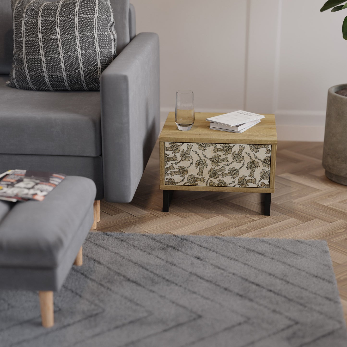Comodino ALMONDINE SONGBIRD in effetto rovere