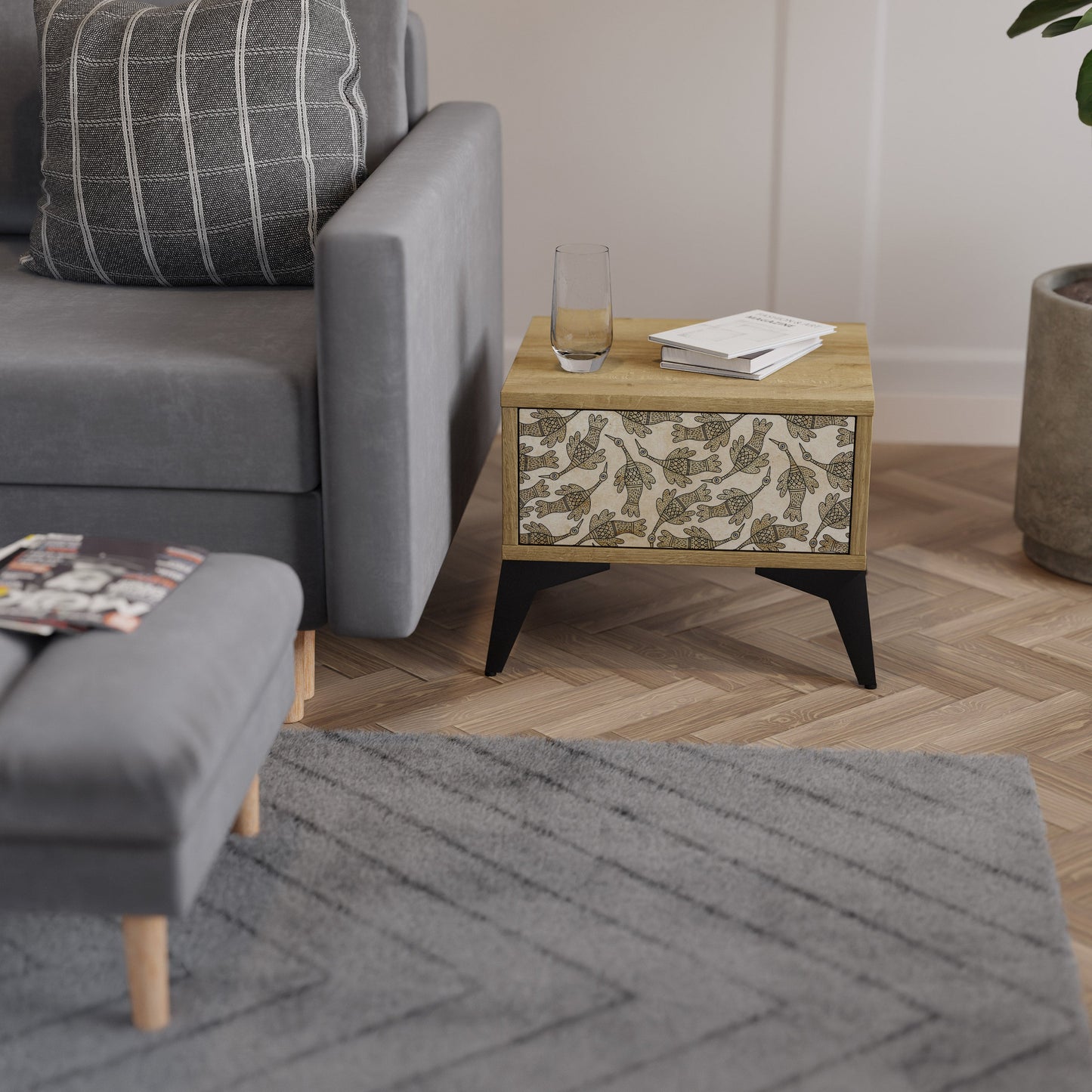 Comodino ALMONDINE SONGBIRD in effetto rovere