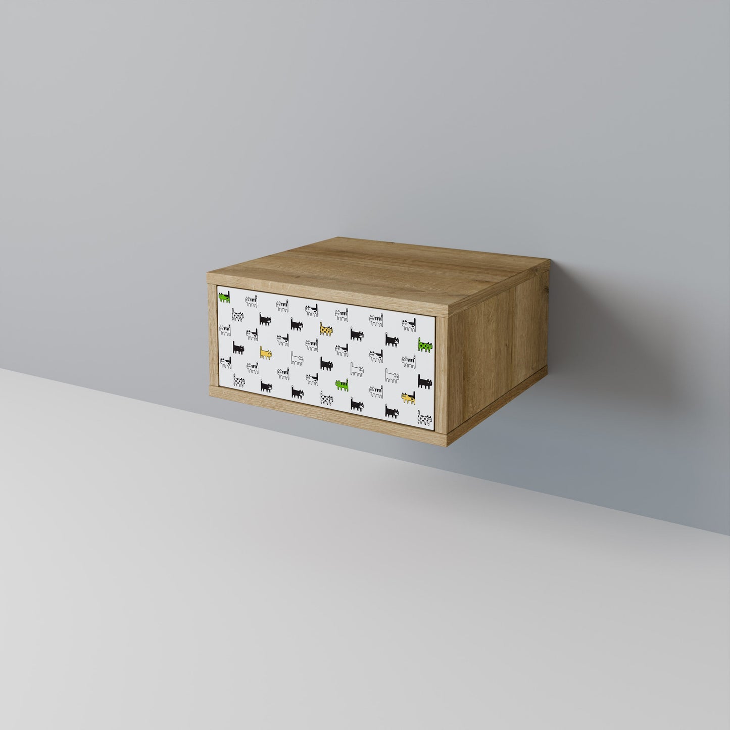 CATS COMPILATION Nightstand in Oak Effect