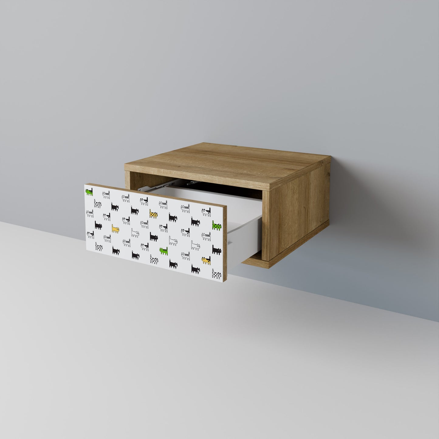 CATS COMPILATION Nightstand in Oak Effect