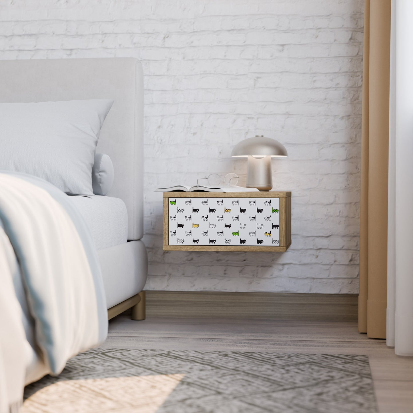 CATS COMPILATION Nightstand in Oak Effect