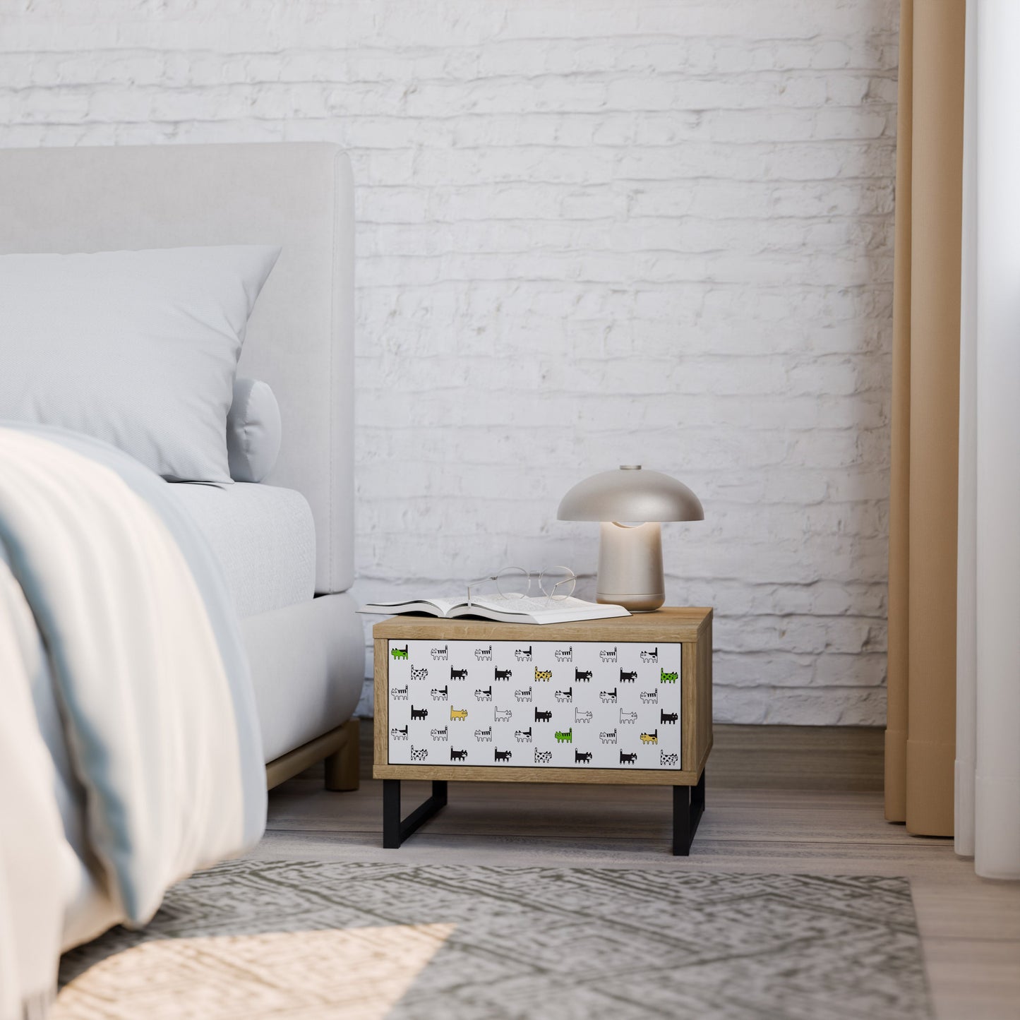 CATS COMPILATION Nightstand in Oak Effect