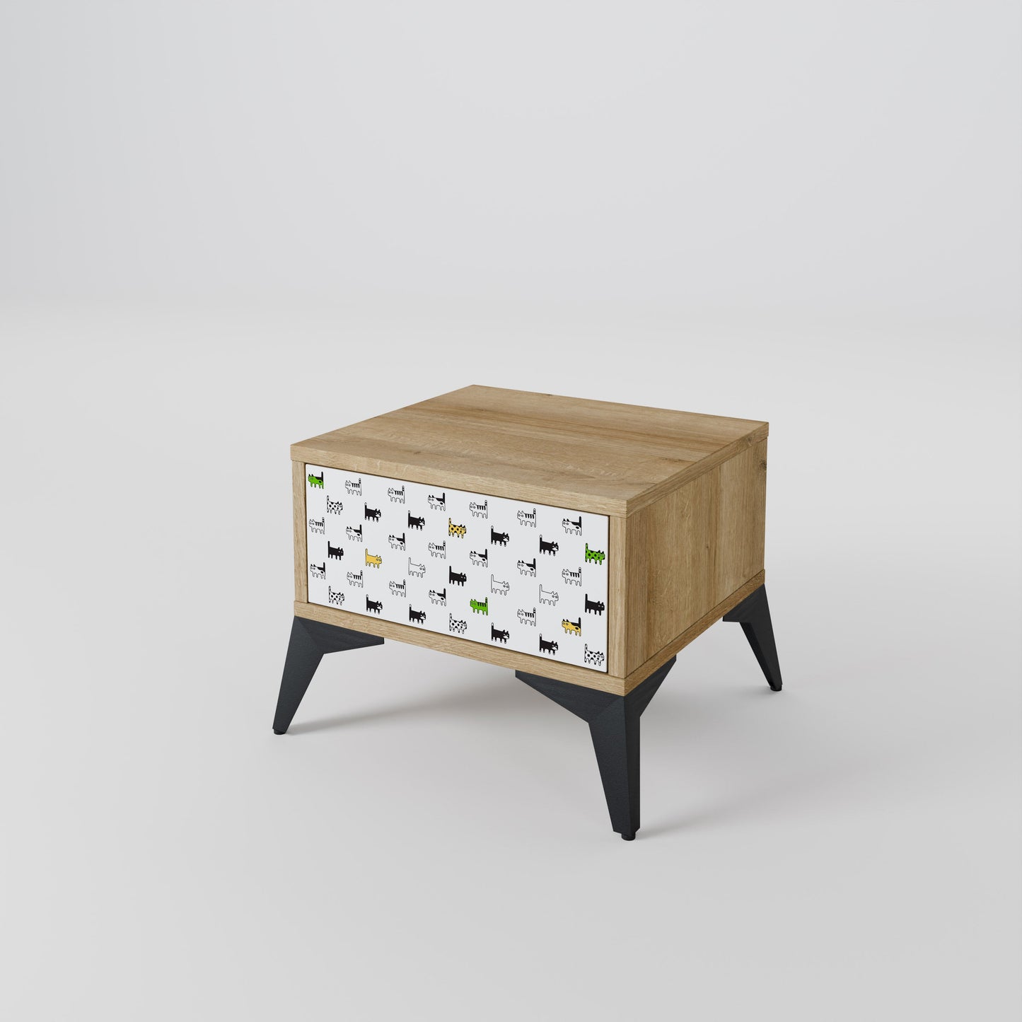 CATS COMPILATION Nightstand in Oak Effect