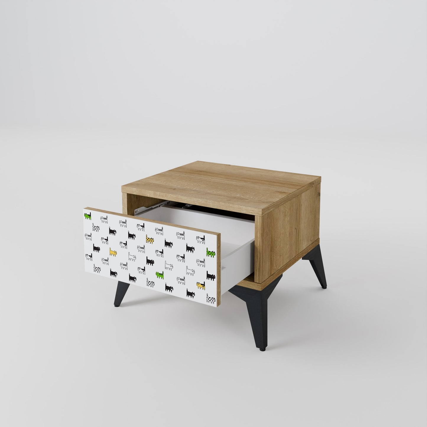 CATS COMPILATION Nightstand in Oak Effect