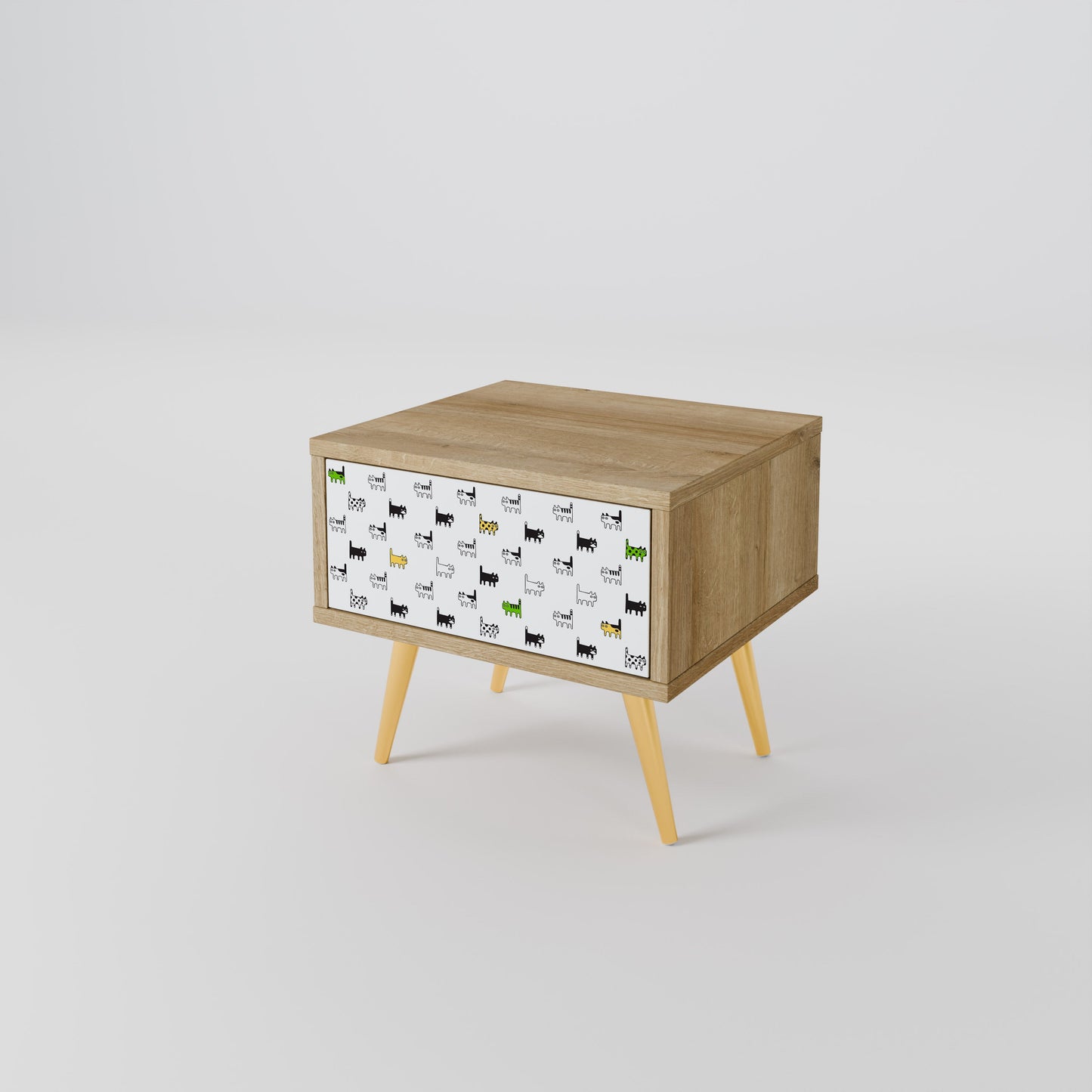 CATS COMPILATION Nightstand in Oak Effect
